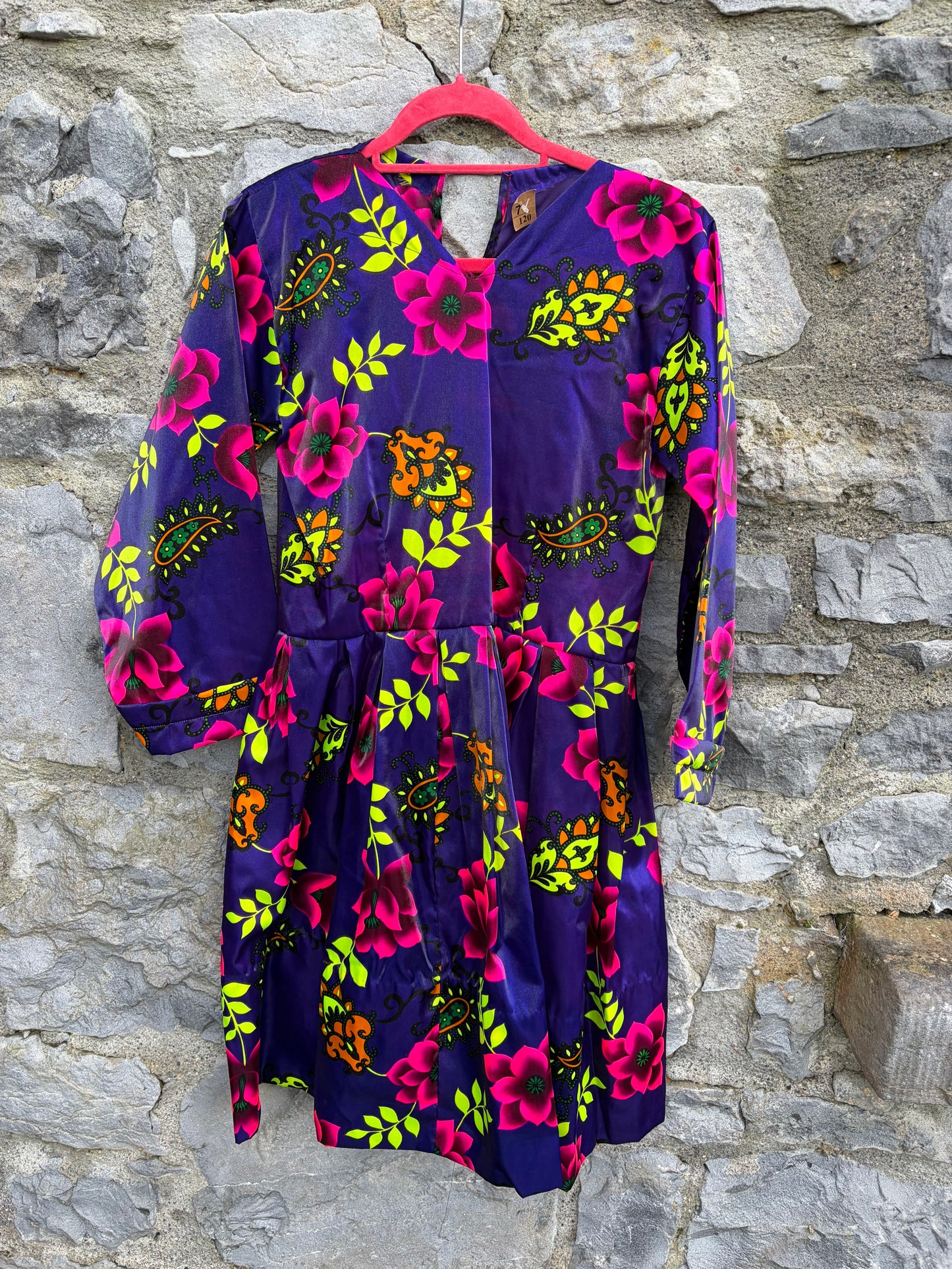 Colourful flowers purple dress 12-13y (152-158cm)