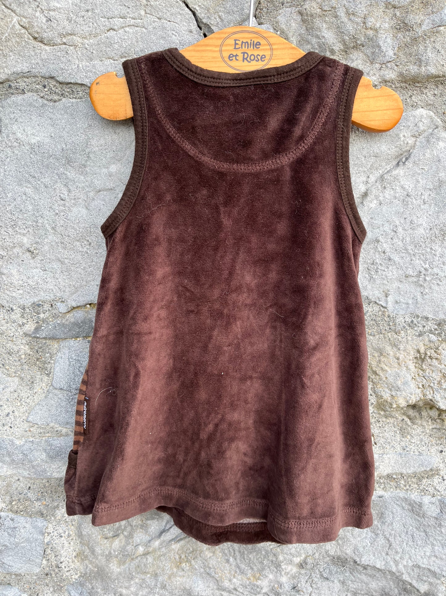Brown velour pinafore 3-6m (62-68cm)