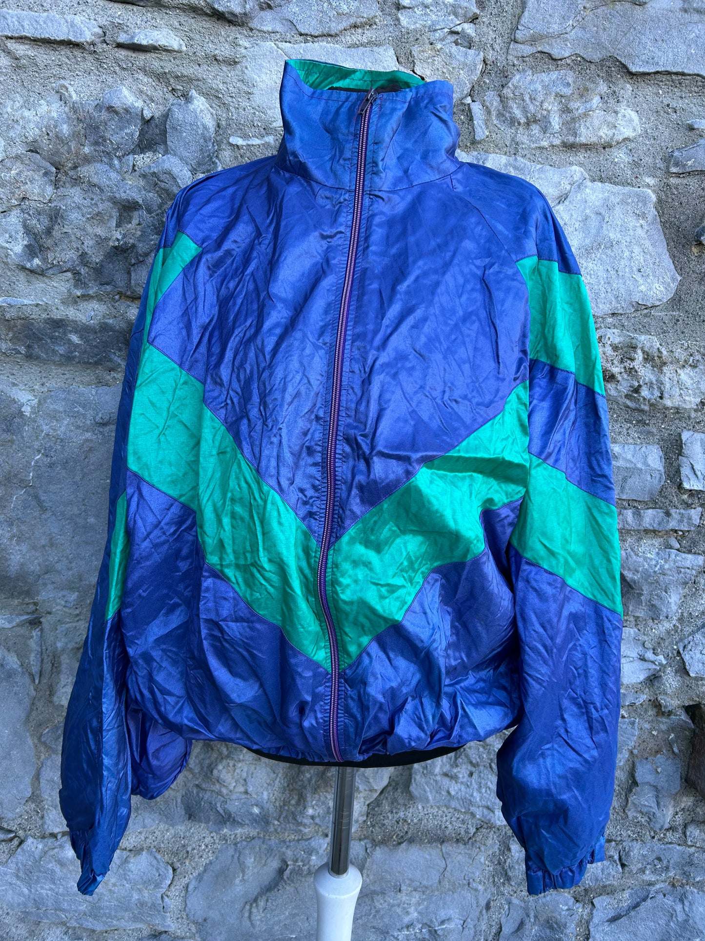 80s blue&green shell jacket S/M