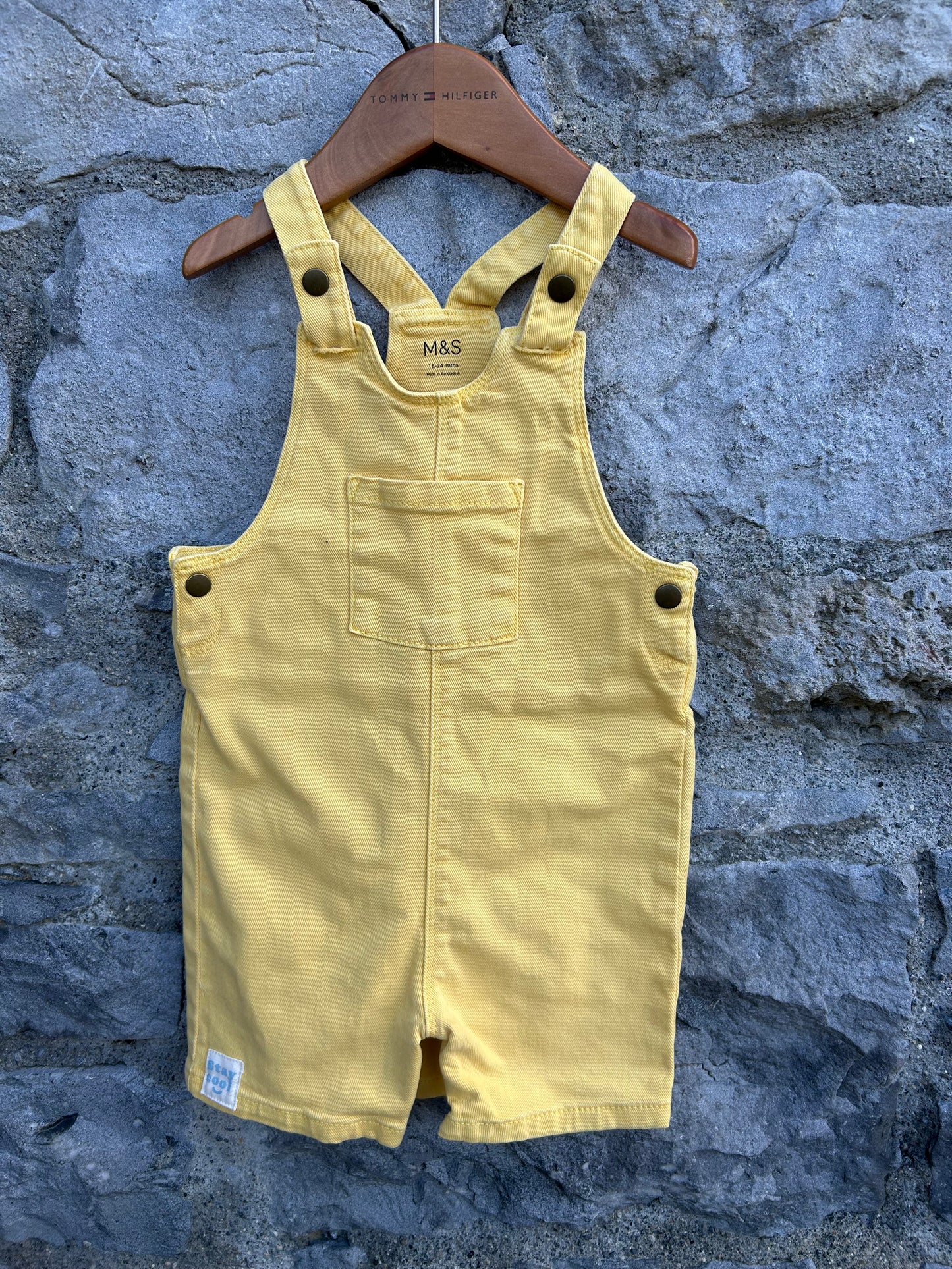 Yellow denim short dungarees 18-24m (86-92cm)