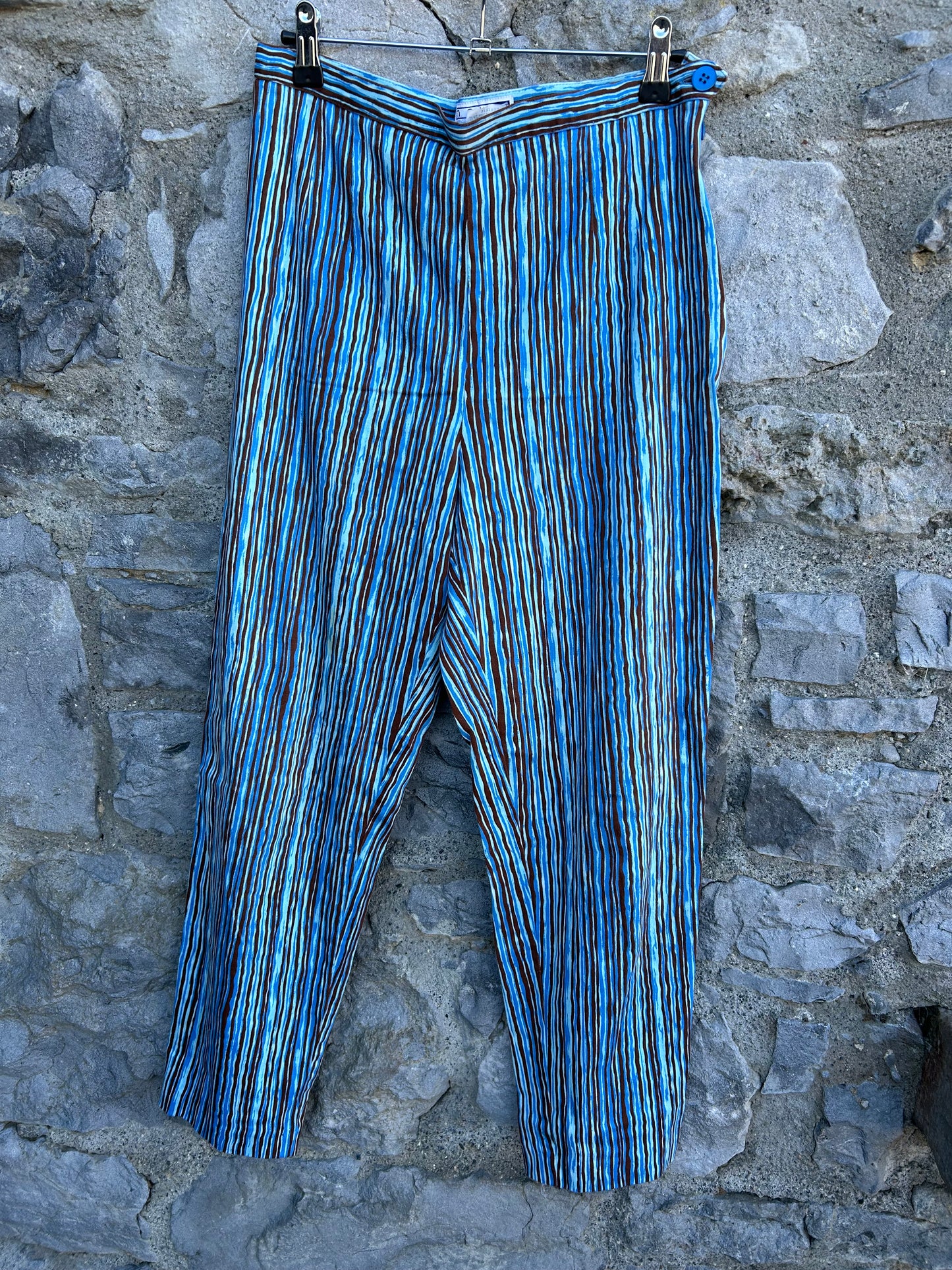 90s Blue&brown stripy pants uk 10