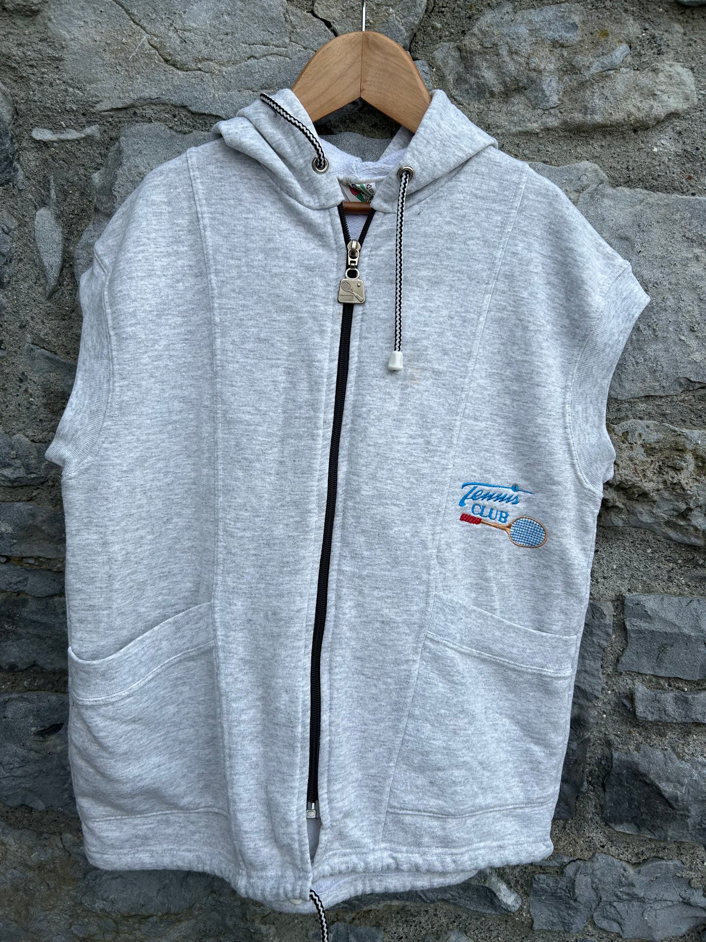 90s grey sleeveless hoodie 8-9y (128-134cm)