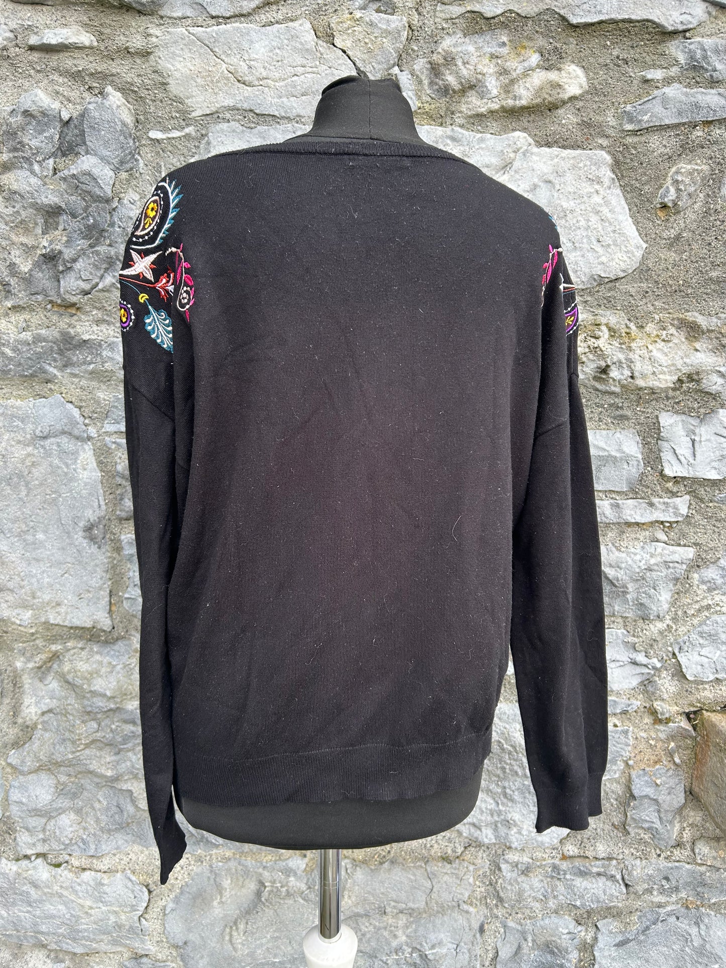 Y2K embroidered black jumper uk 10-12