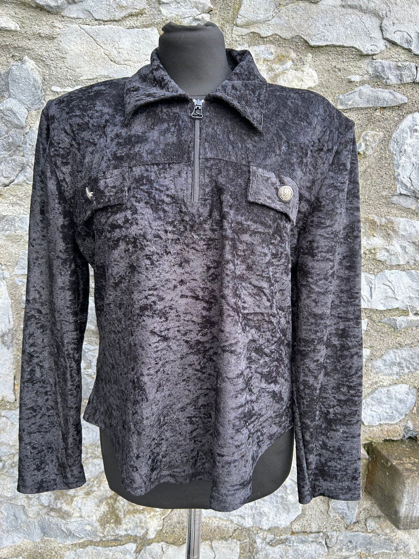 90s black velvet top uk 12