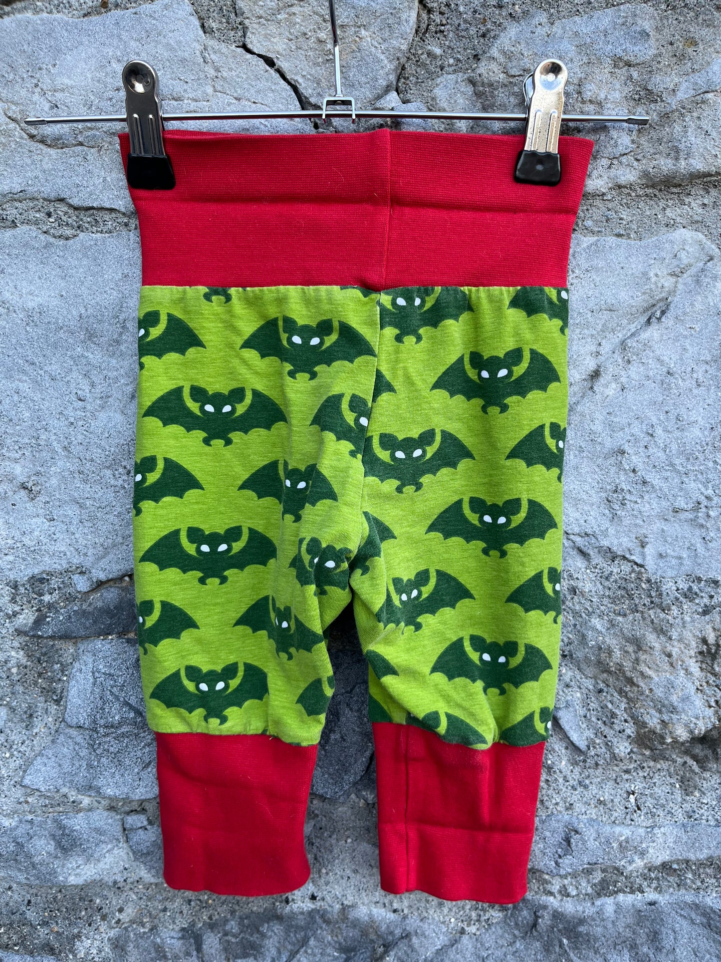 Bat green rib pants 6-9m (68-74cm)
