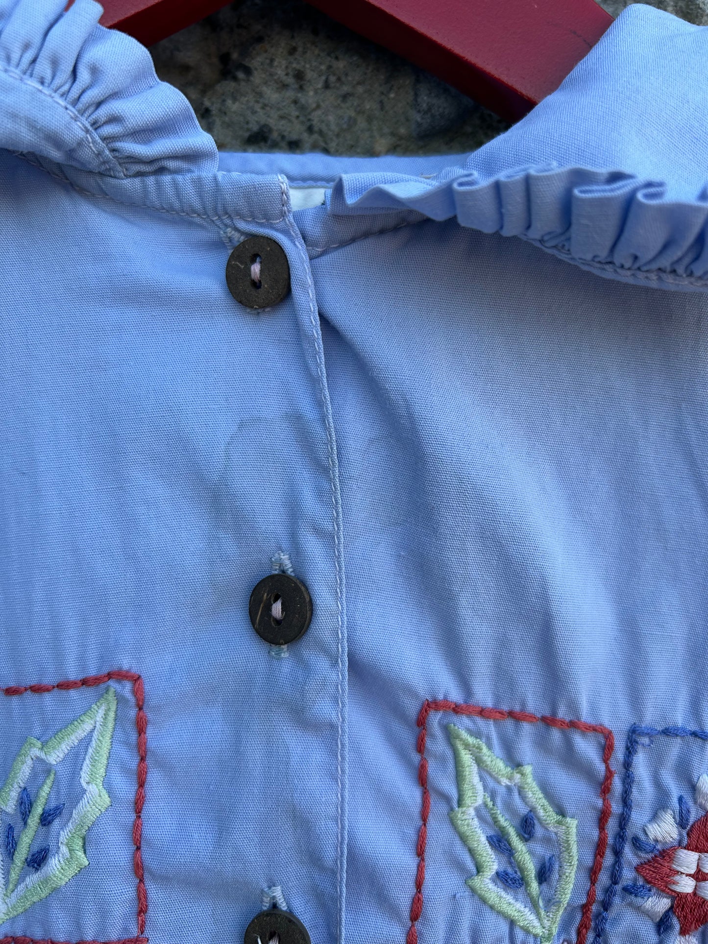 80s blue embroidery dress 5y (110cm)
