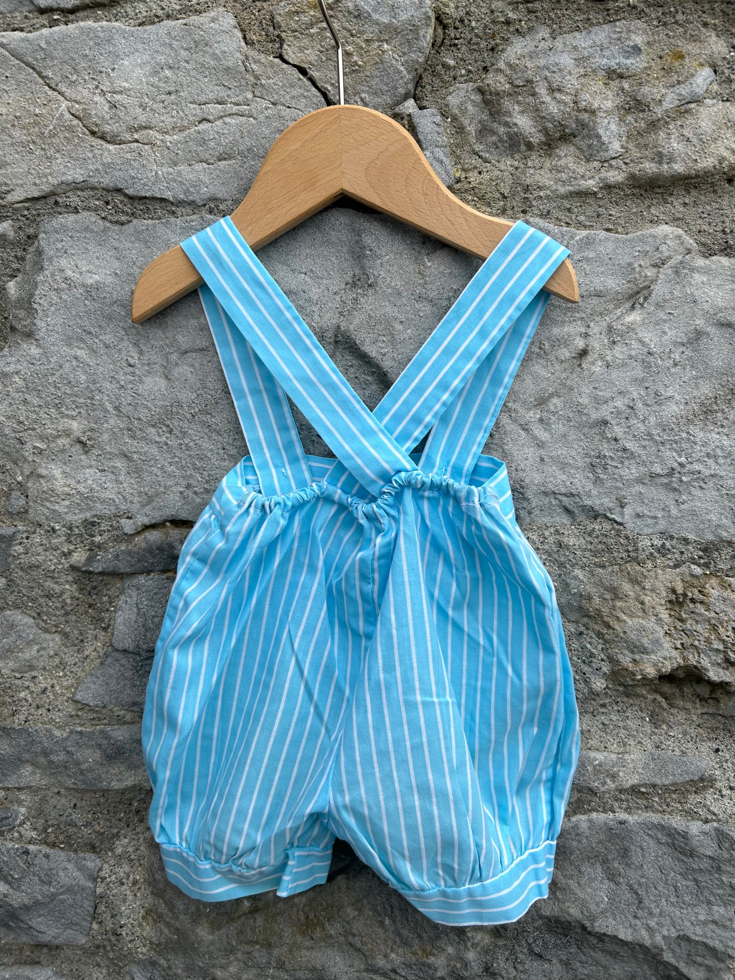 80s blue stripy dungarees 3-6m (62-68cm)