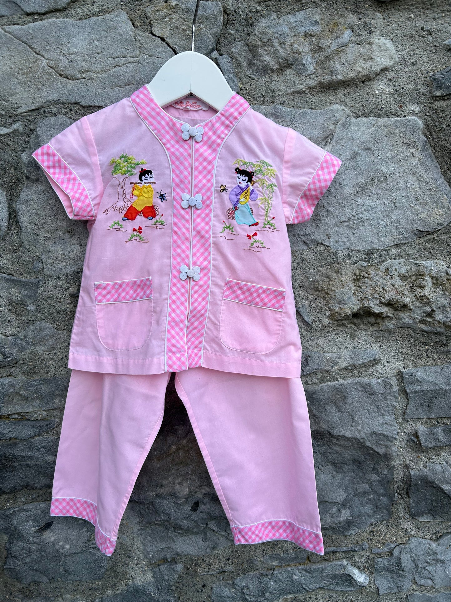 90s pink oriental top&pants 18-24m (86-92cm)