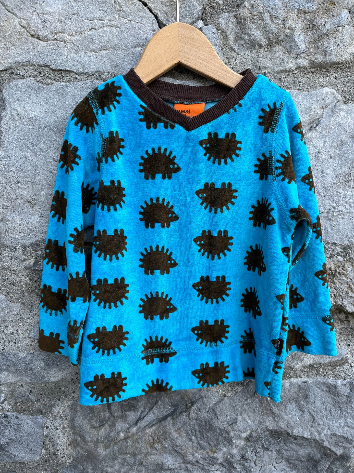 Hedgehog blue velour top 18m (86cm)