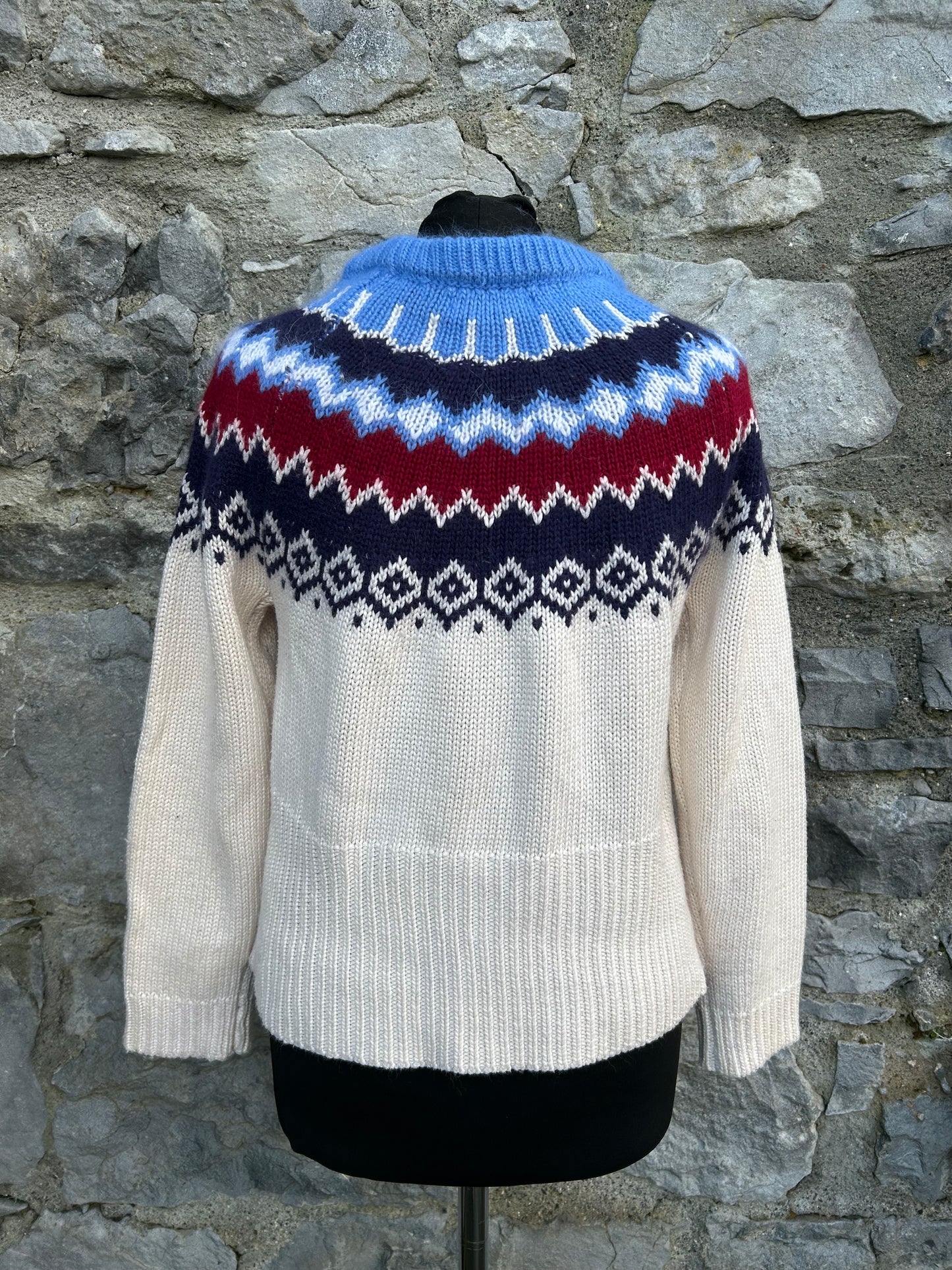 Fair Isle pattern cream jumper uk 10-12