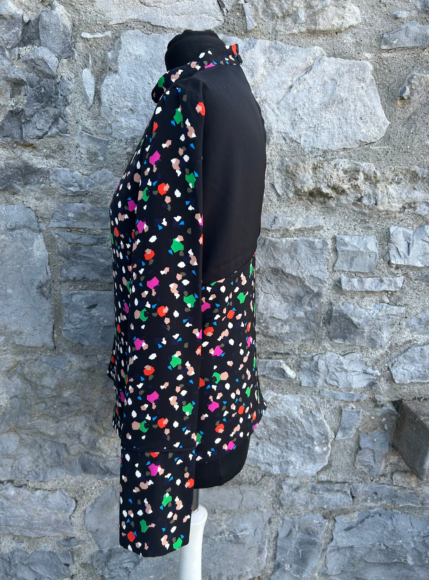 Colourful spotty black top uk 8