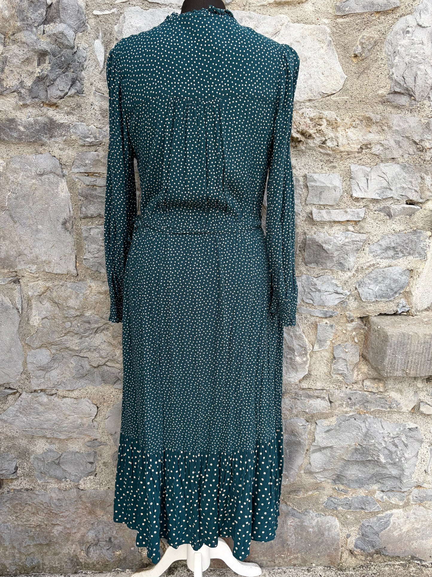 Forest green polka dots dress uk 8-10