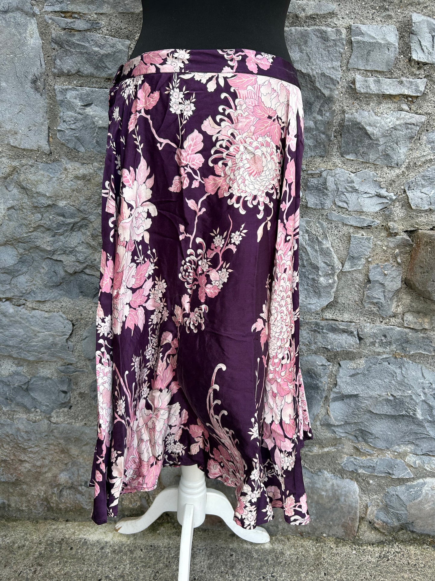 Pink flowers silk skirt uk 12