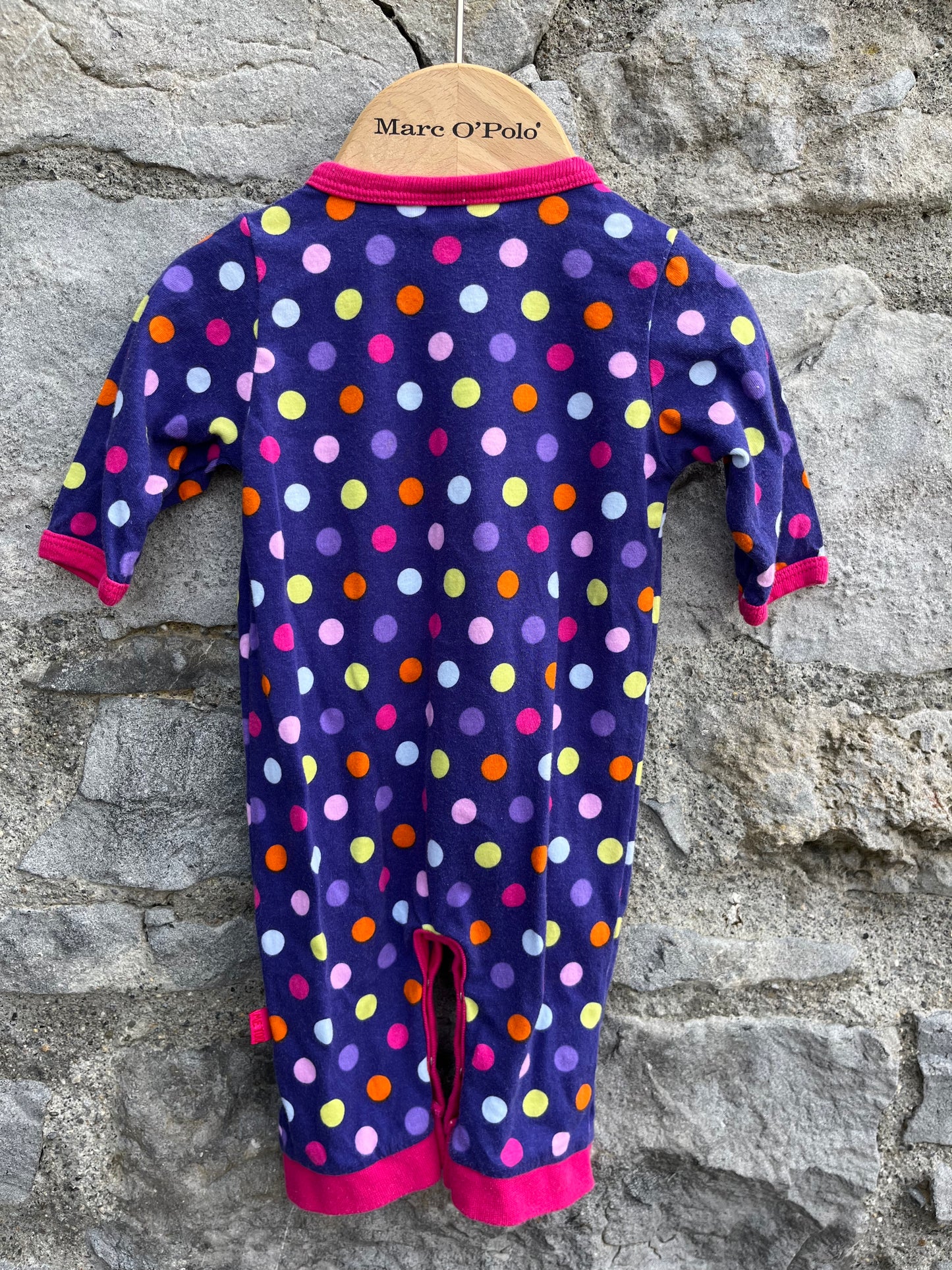 Colourful dots purple onesie 0-1m (56cm)