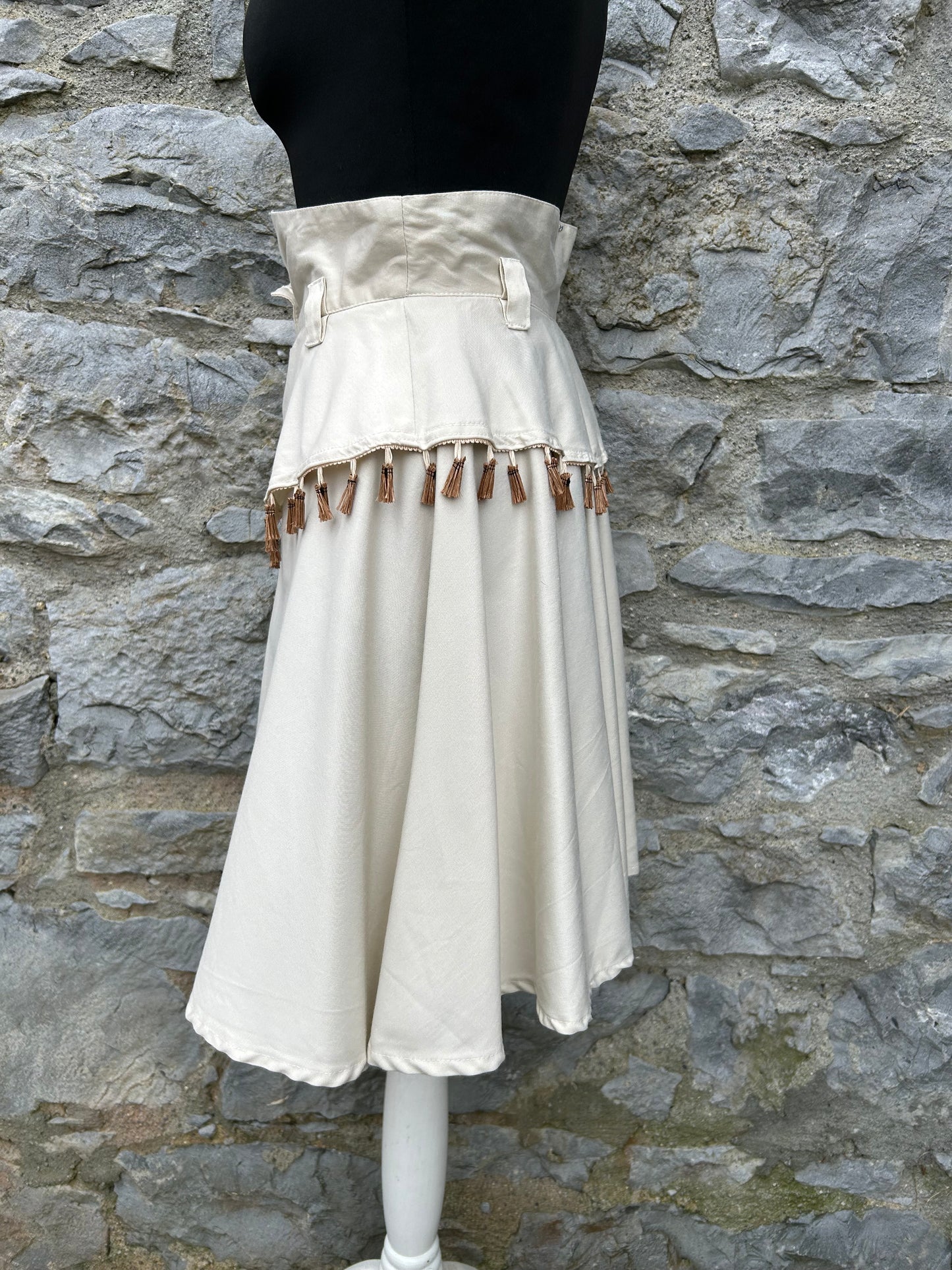 80s beige high waist skirt uk 6-8