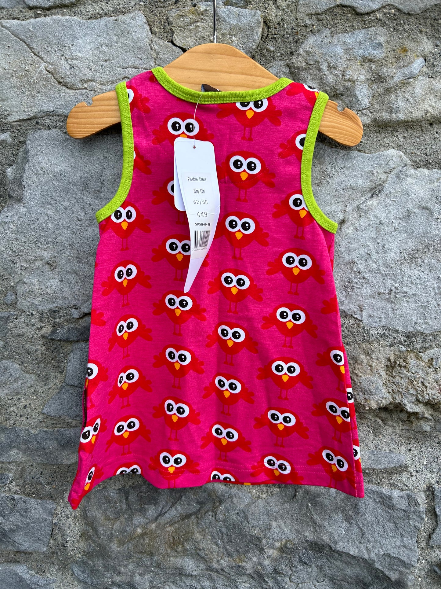 Pink bird pinafore 3-6m (62-68cm)