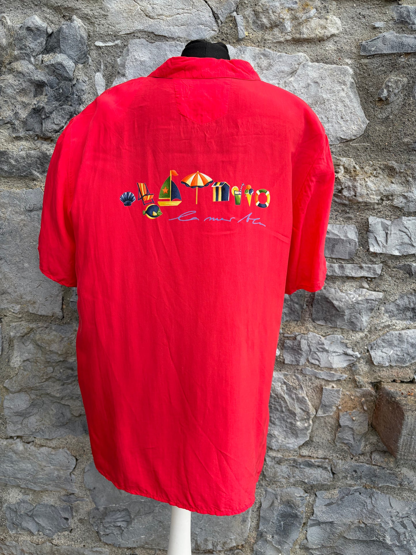 90s beach red shirt uk 16-18