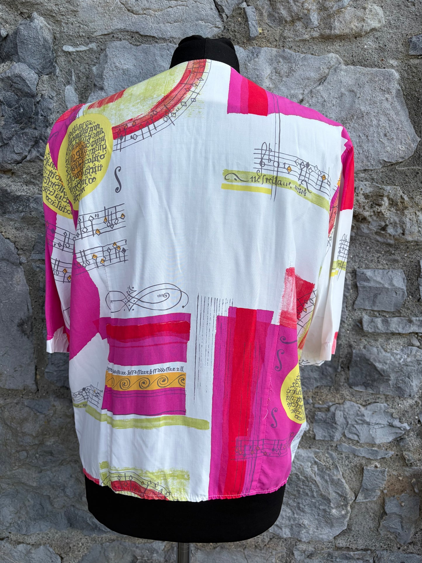 80s notes pink&white blouse uk 12-14
