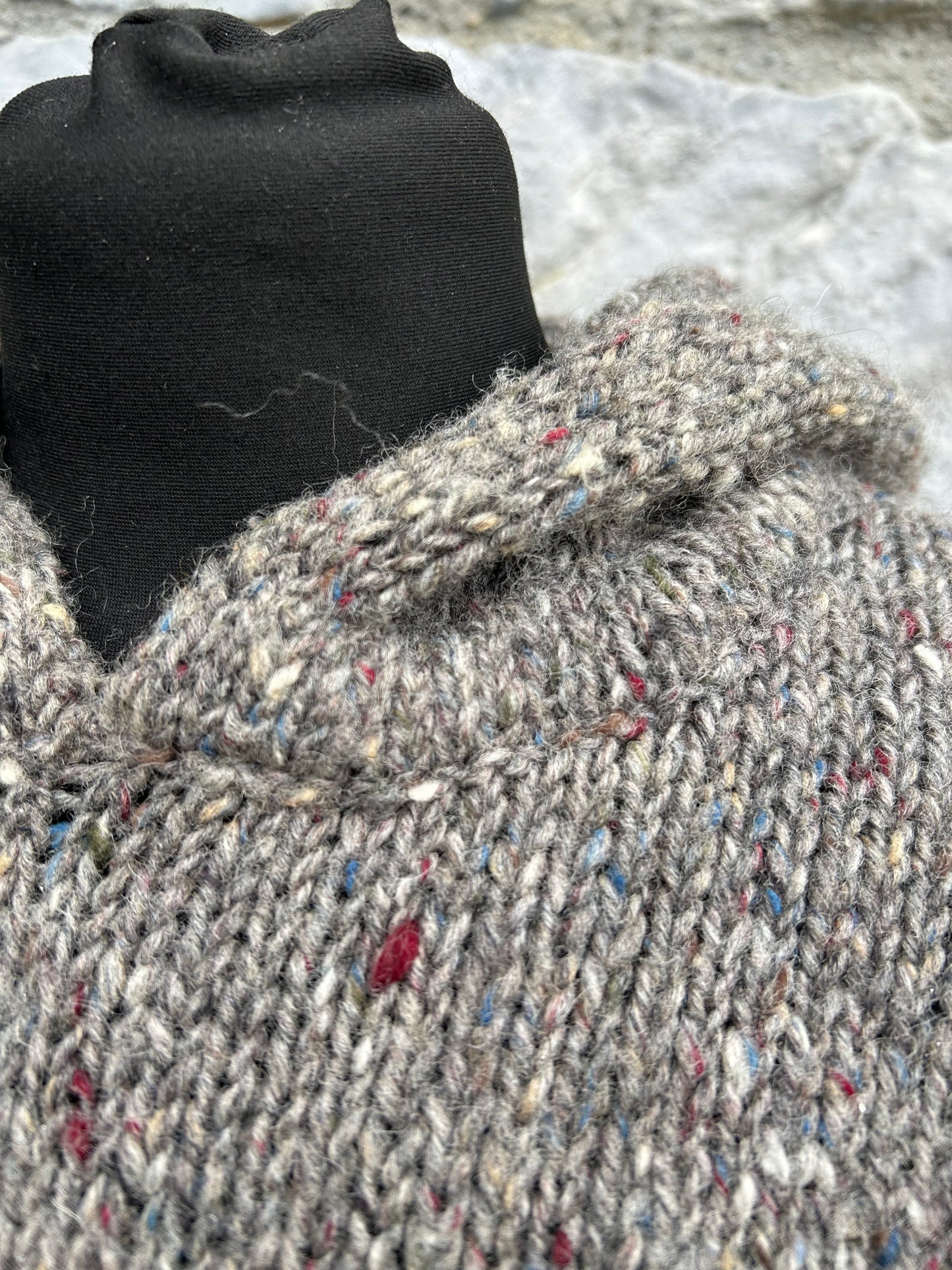 90s grey hooded melange jumper uk 12