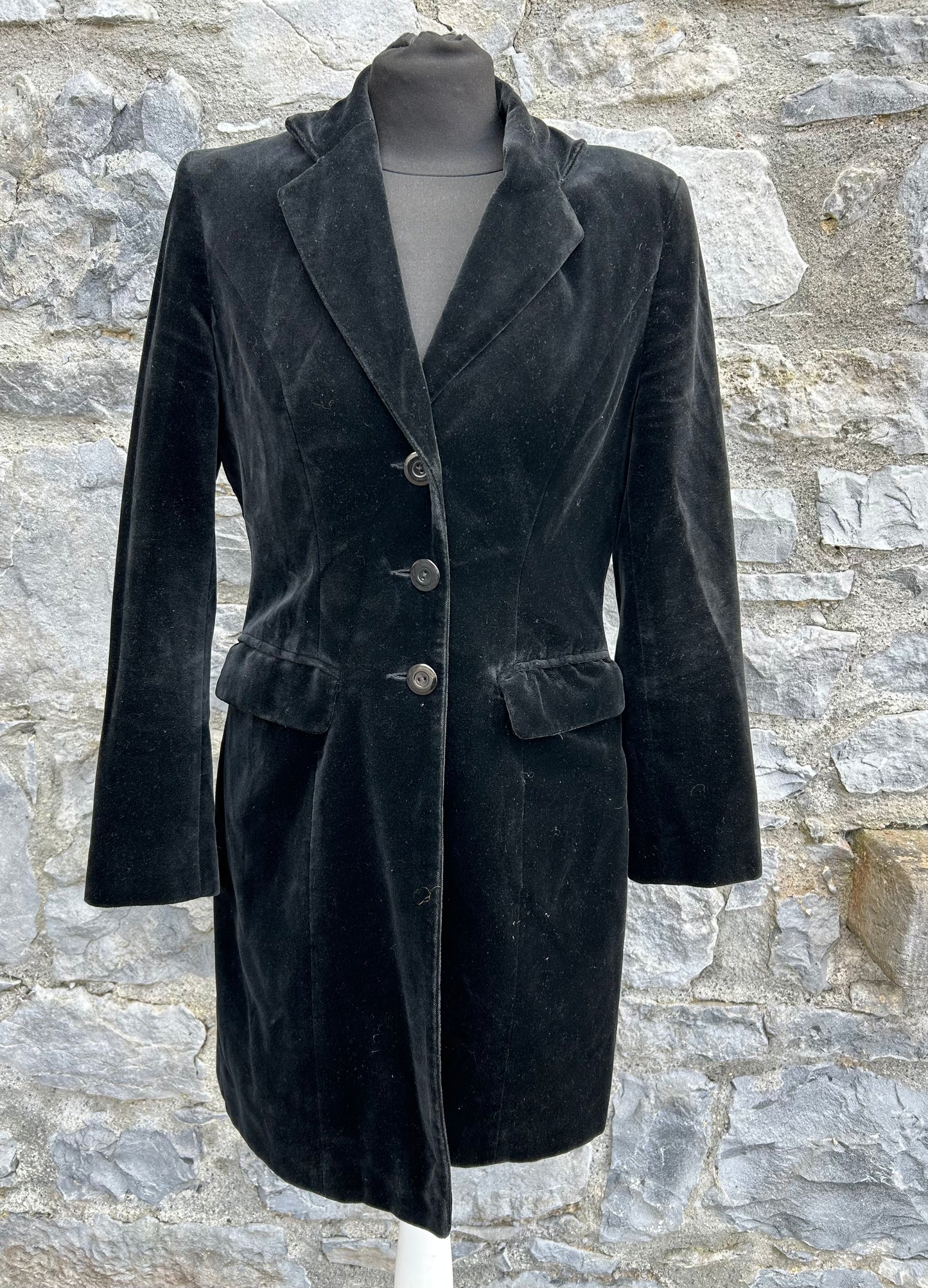 90s black velvet coat uk 8