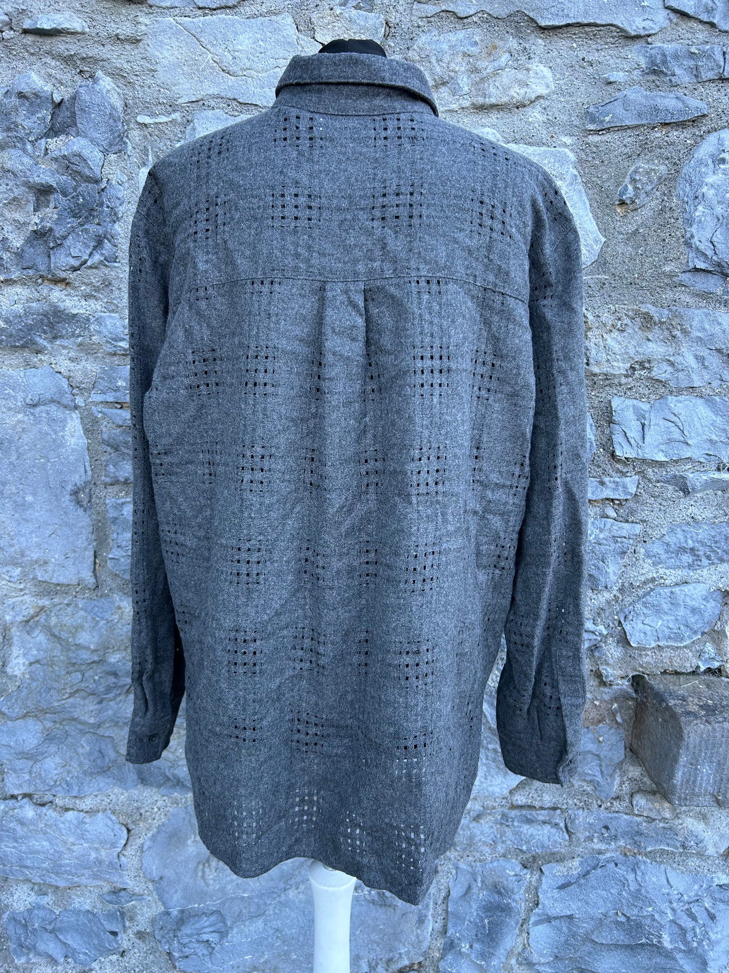 Y2K grey pointelle woolly shirt uk 18