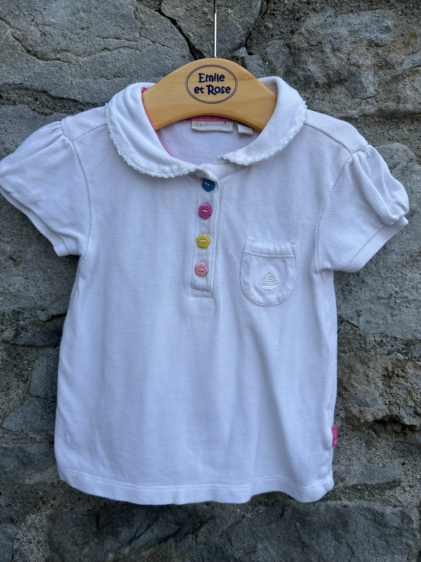 White polo shirt 18m (86cm)