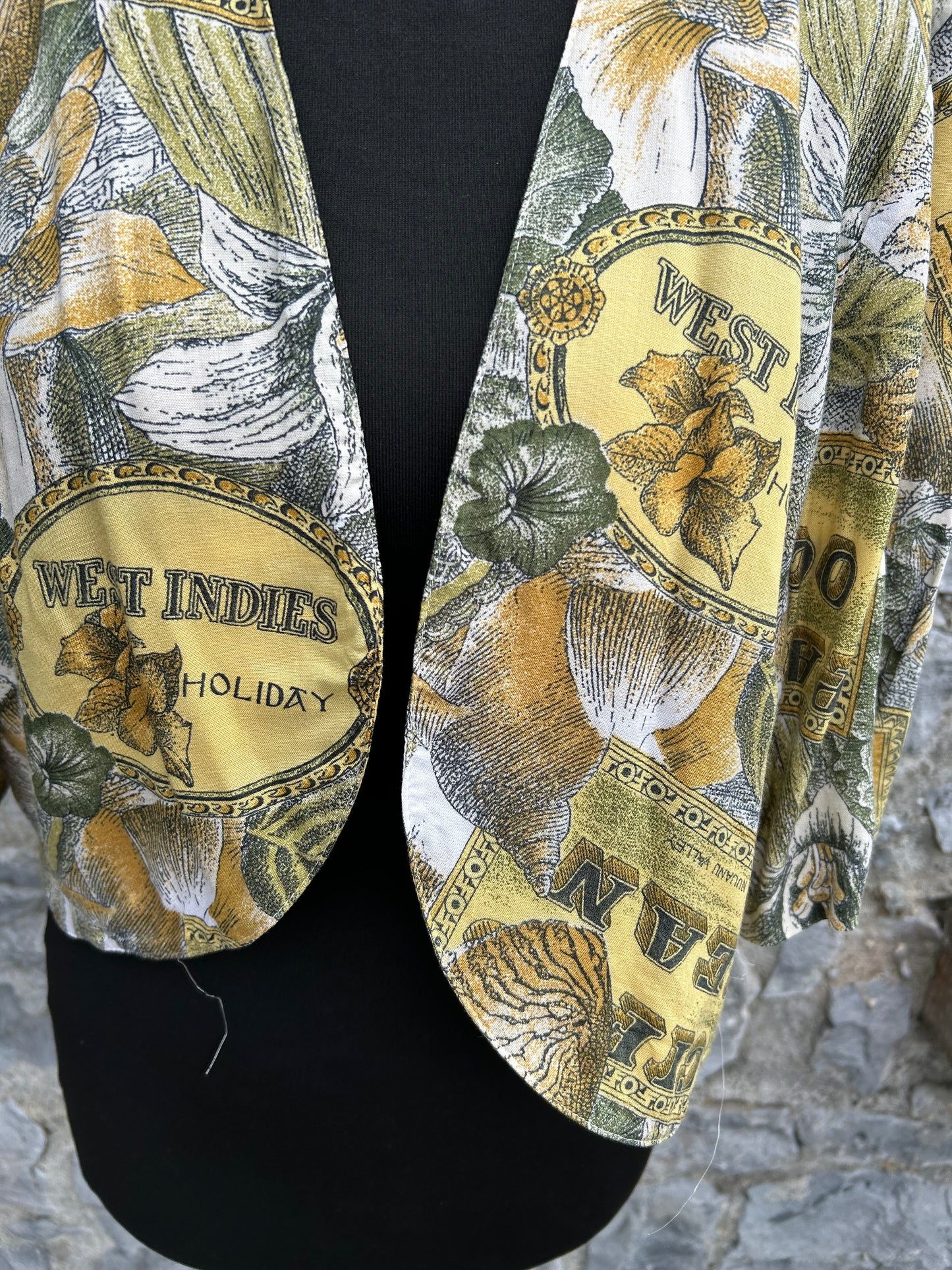80s West Indies yellow bolero uk 12-14