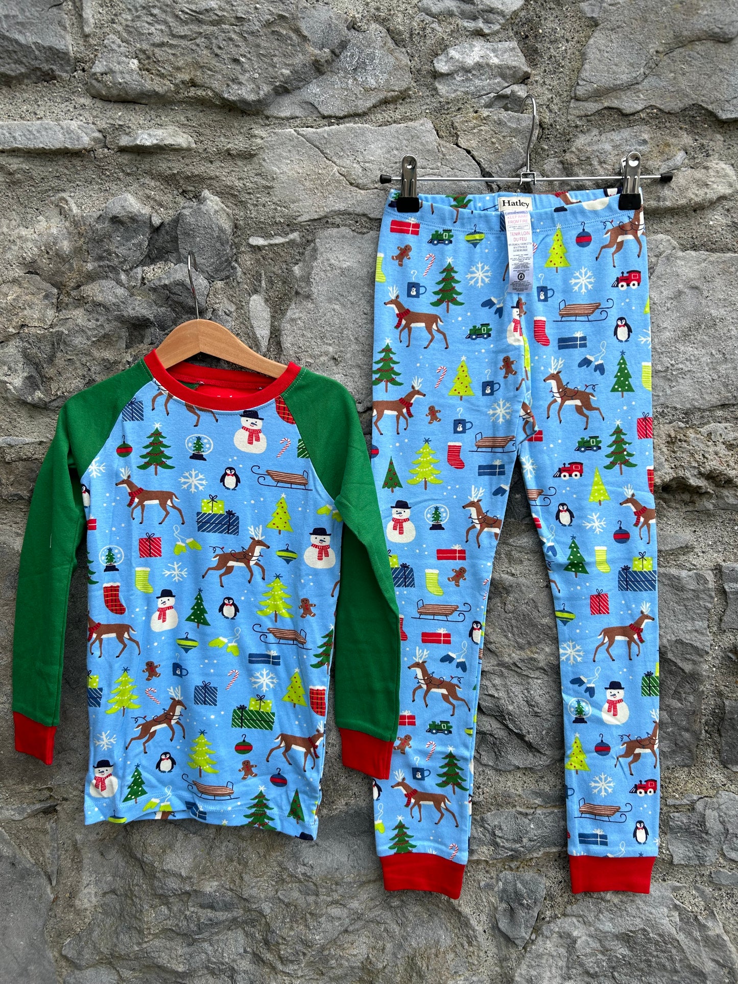 Christmas print blue raglan pjs 6-7y (116-122cm)