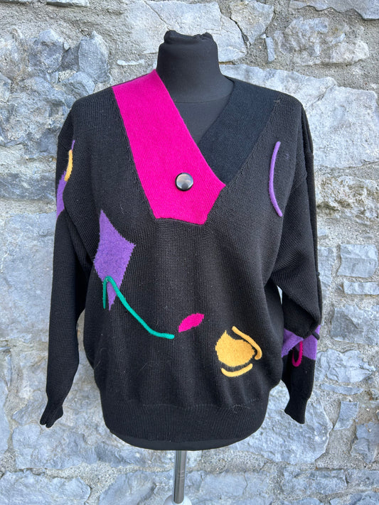 80s pink & black jumper uk 12-14