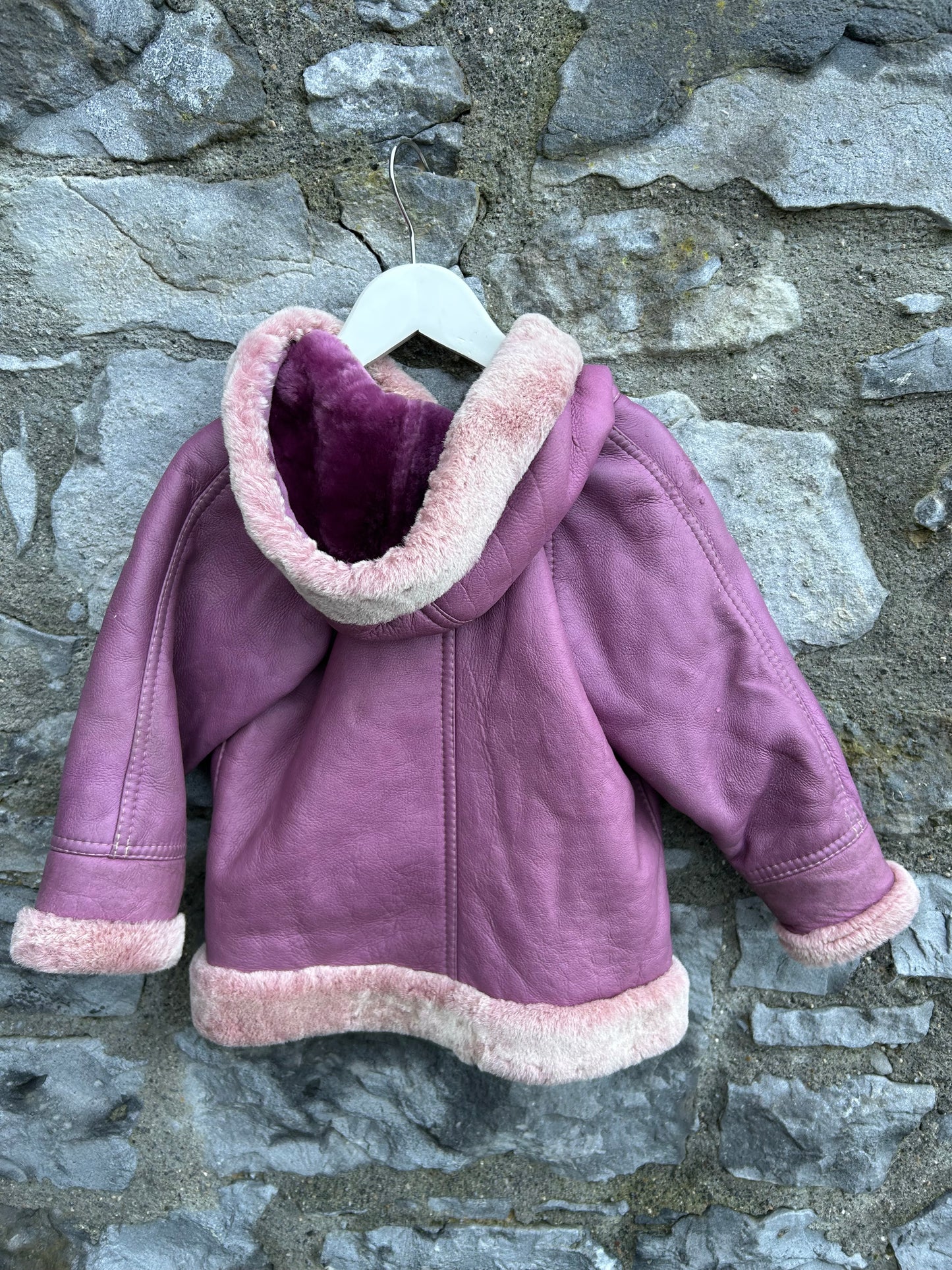 80s purple leather coat 3y (98cm)