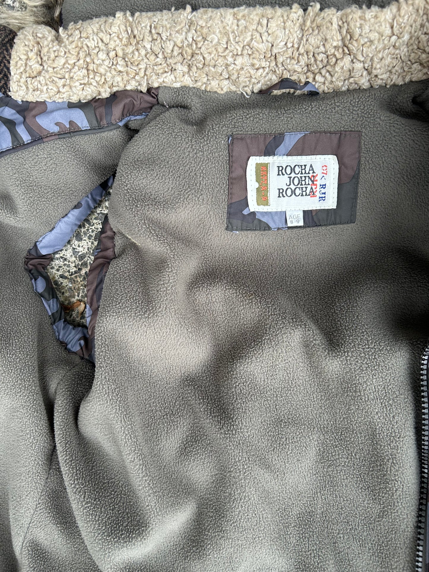Tweed&camouflage puffy gilet 8-9y (128-134cm)