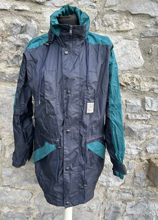 90s navy&green rain jacket Small