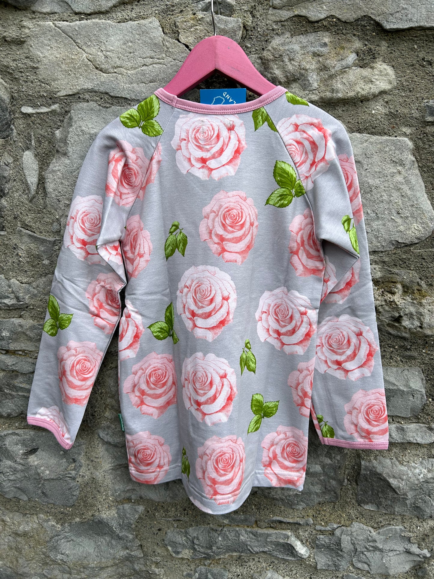 Pink roses grey top 9y (134cm)