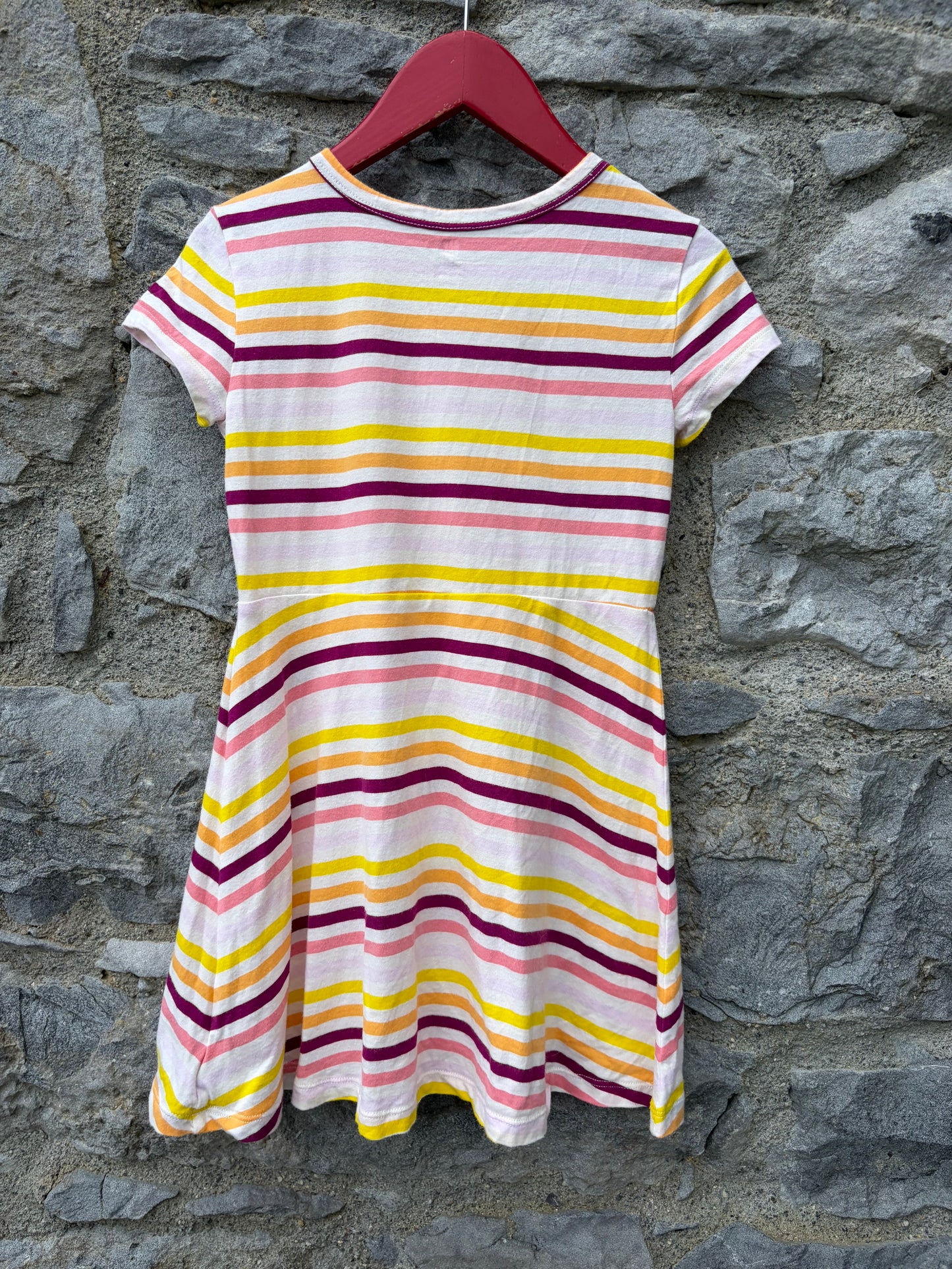 Pink&yellow stripy dress 6-7y (116-122cm)