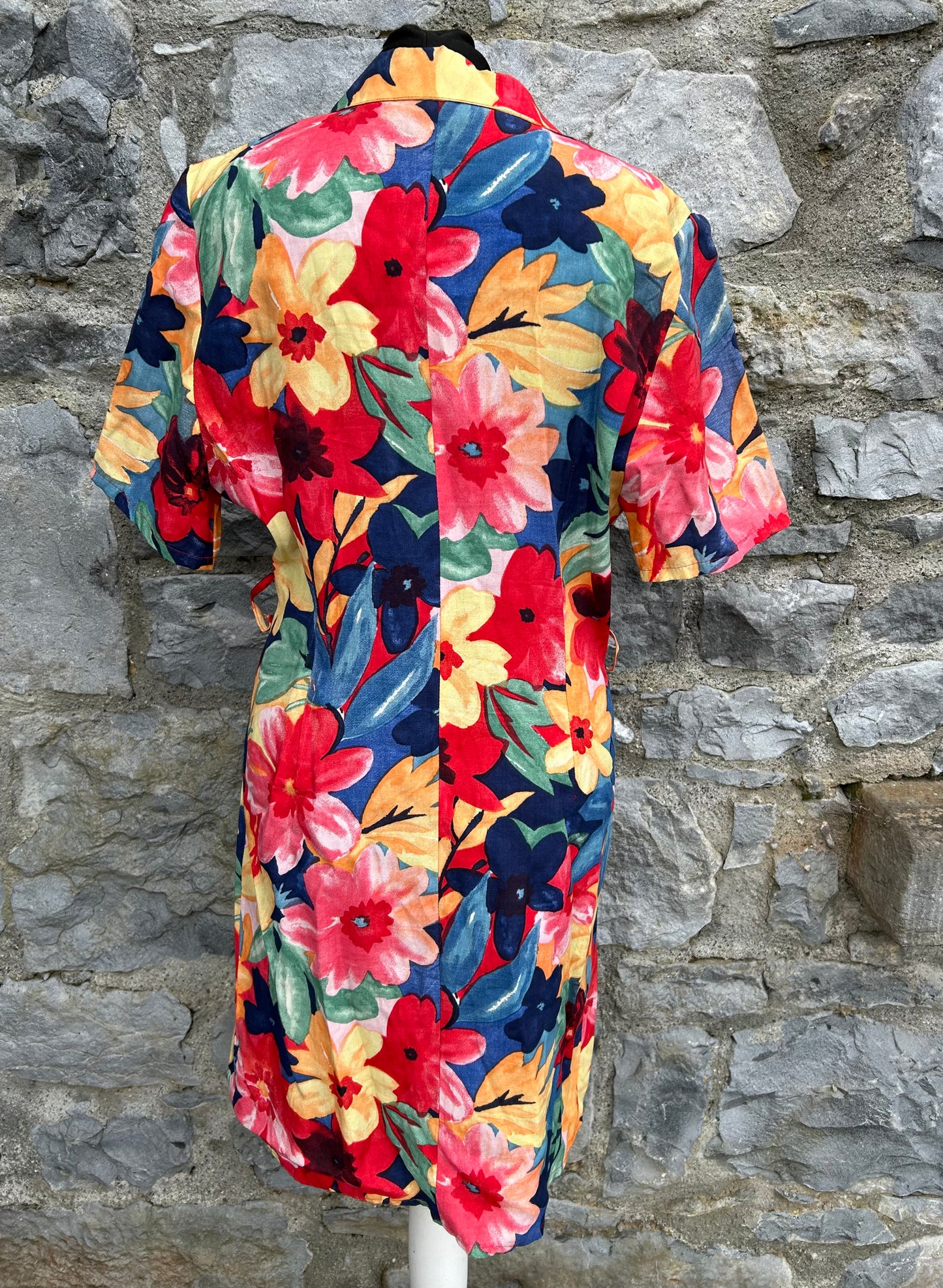 80s colourful flowers dress uk 10-12