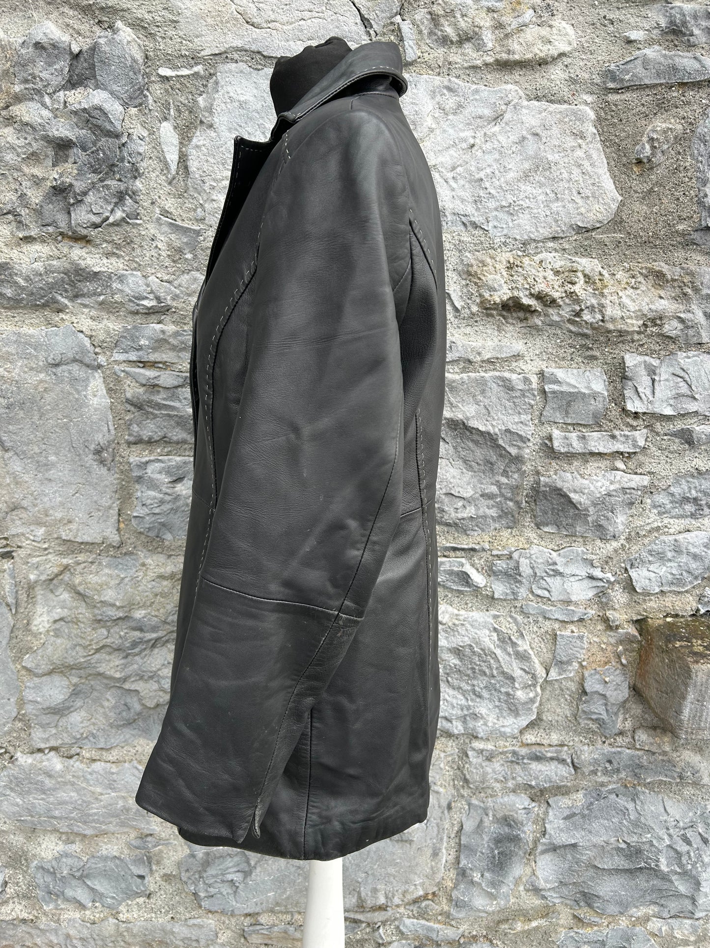 90s black leather coat uk 12