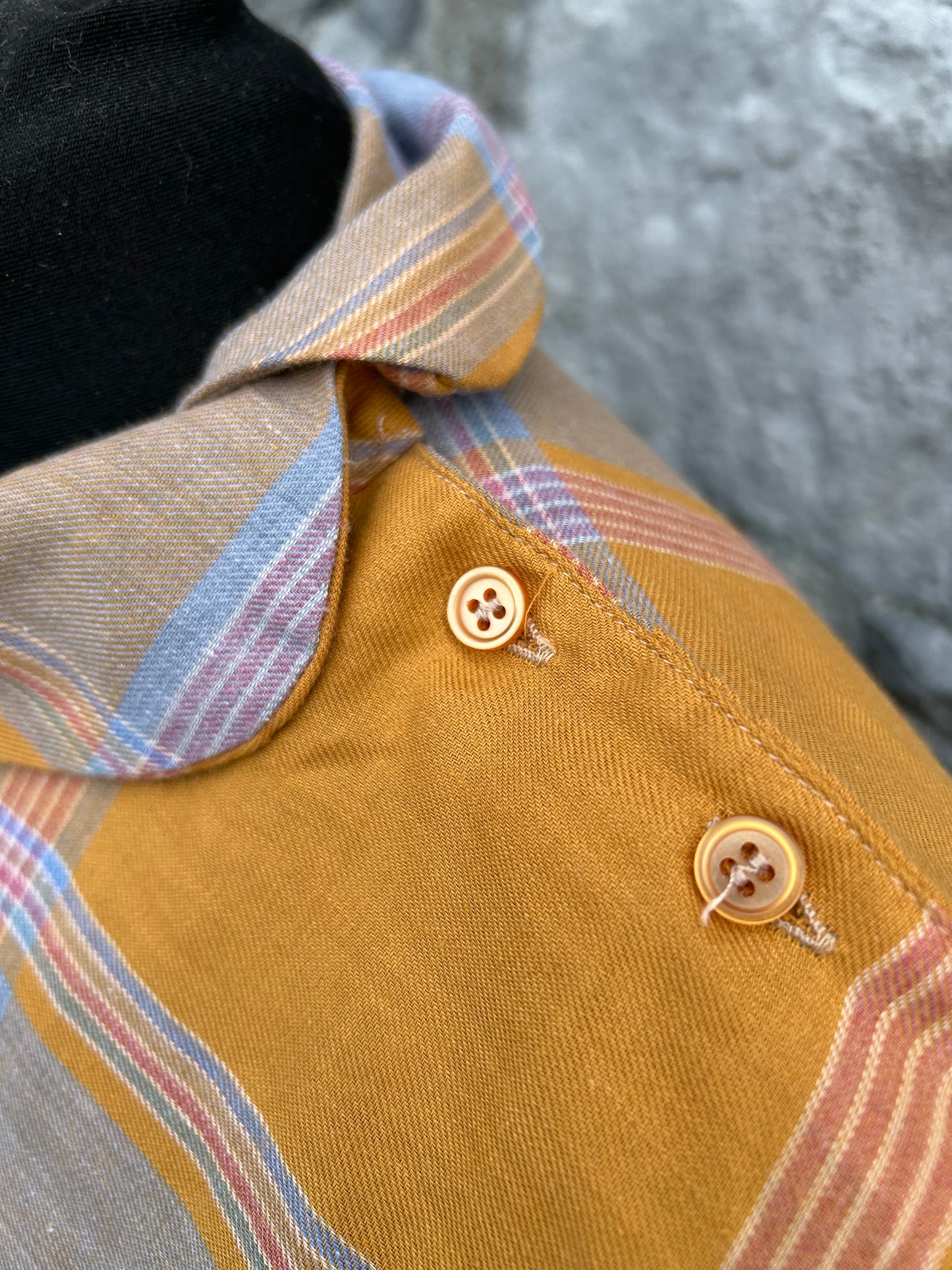80s mustard&grey check top uk 10-12