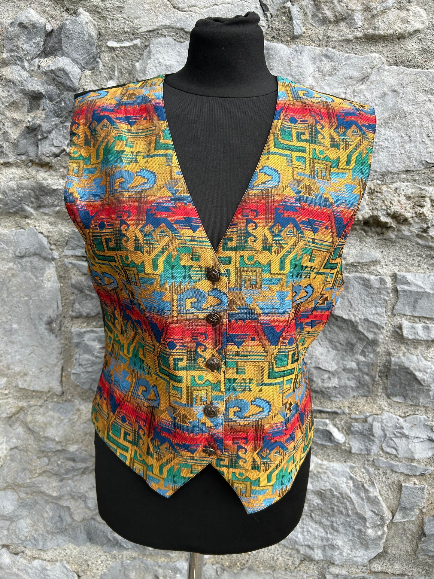80s colourful Aztec waistcoat uk 10