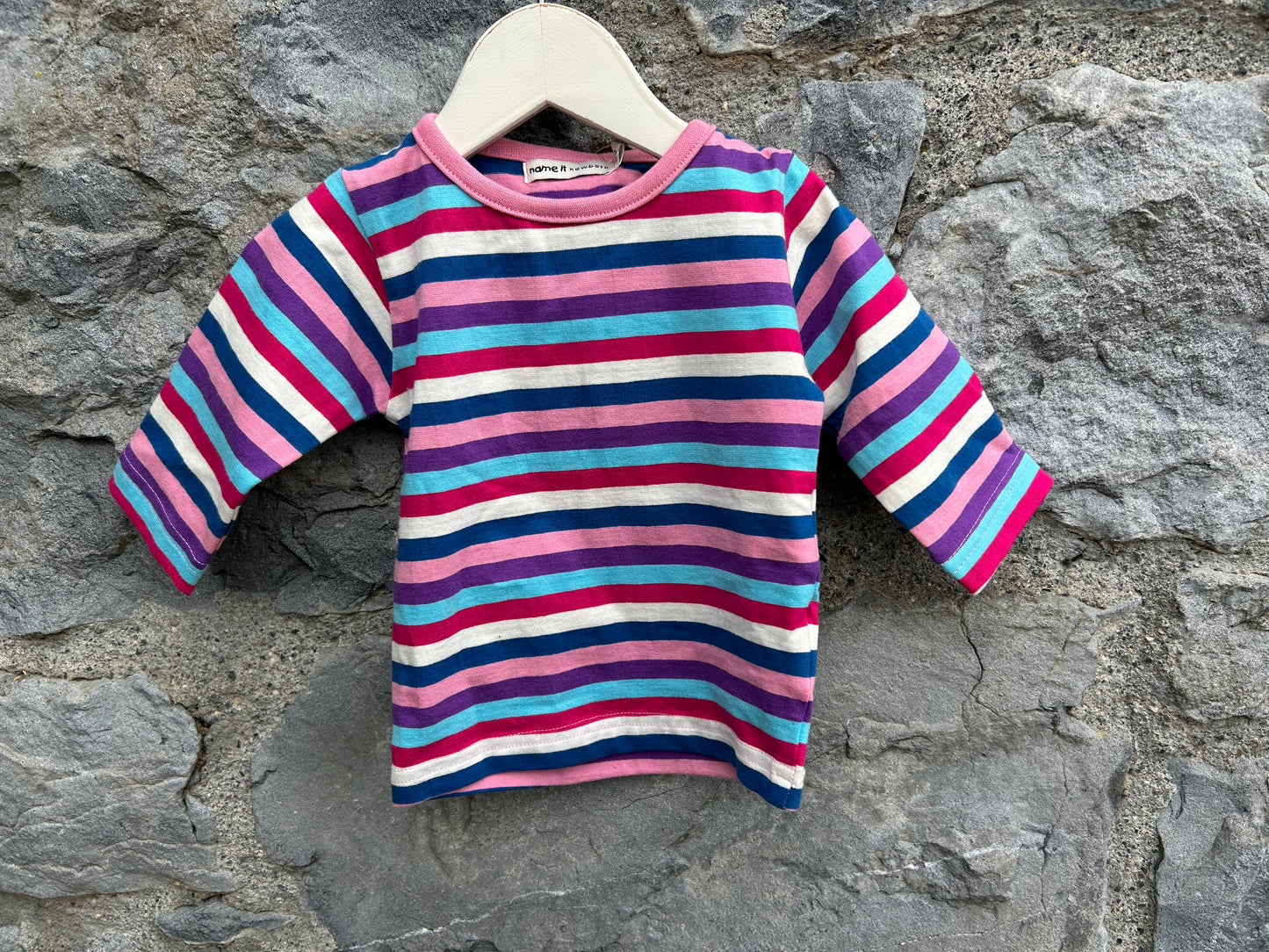 Pink colourful stripy top 0-3m (56-62cm)