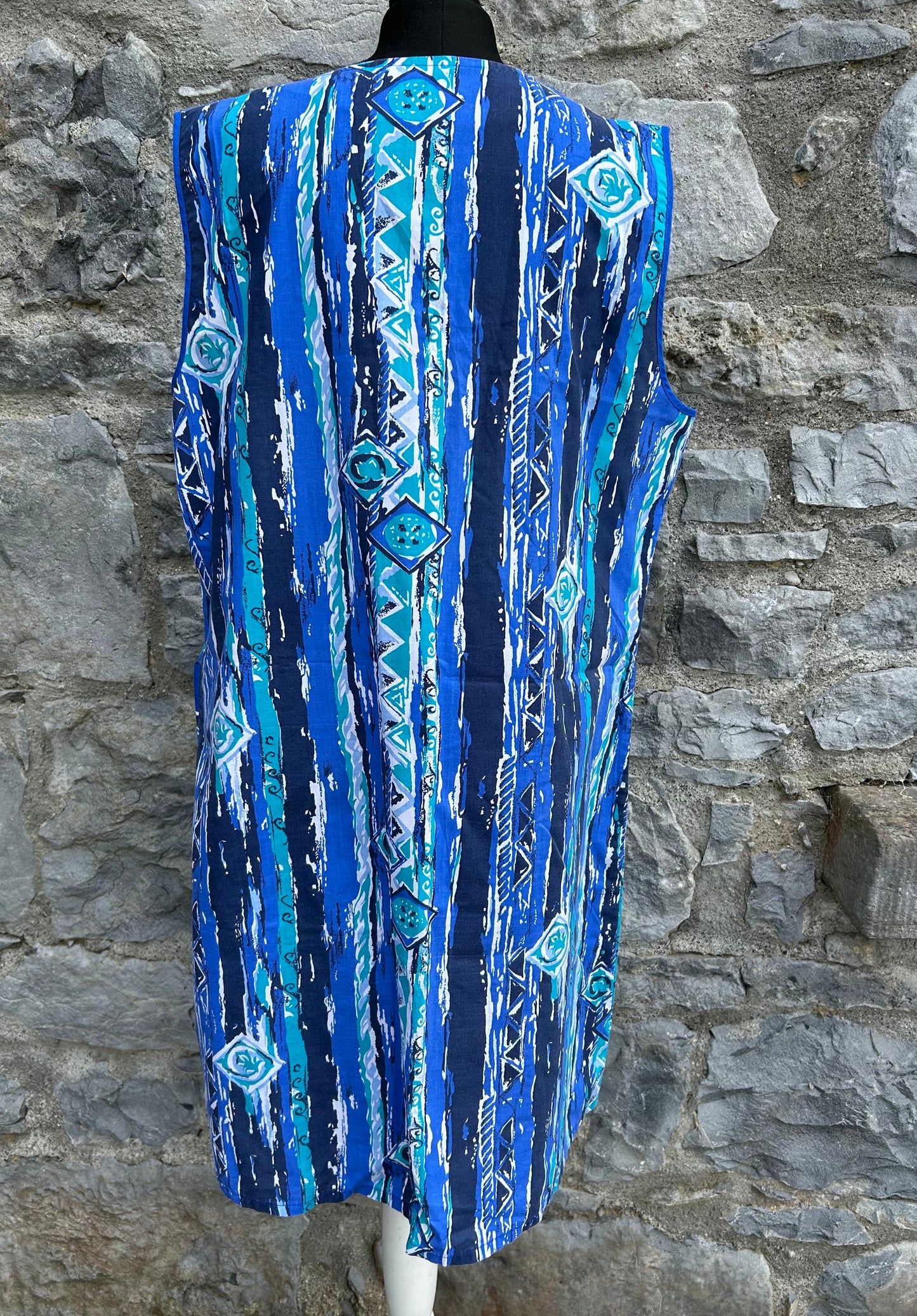 80s geometric blue dress uk 14