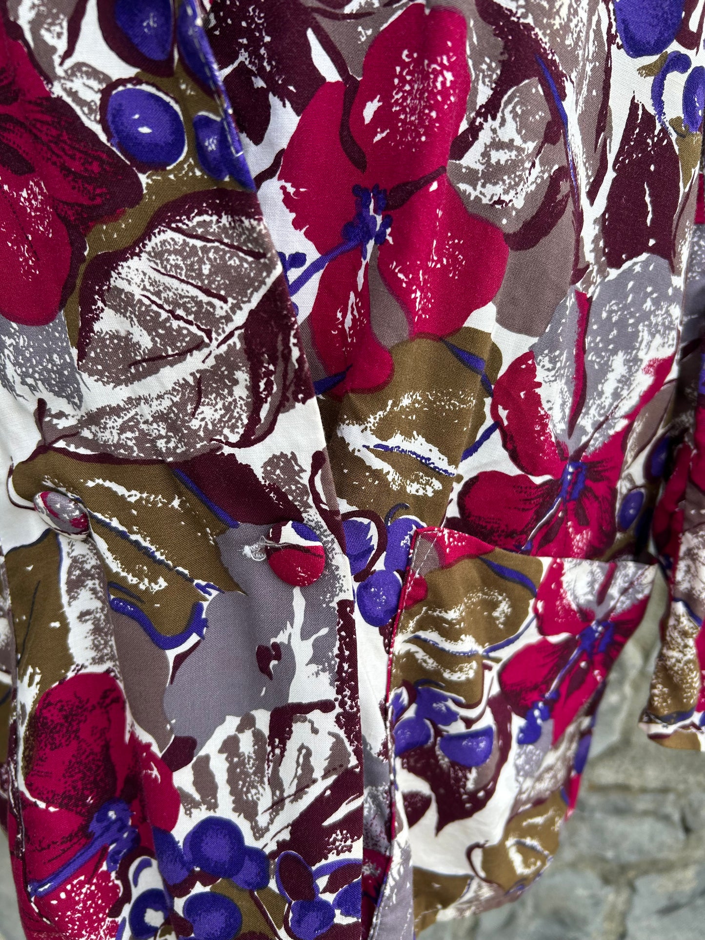 80s maroon&brown flowers jacket uk 10-12