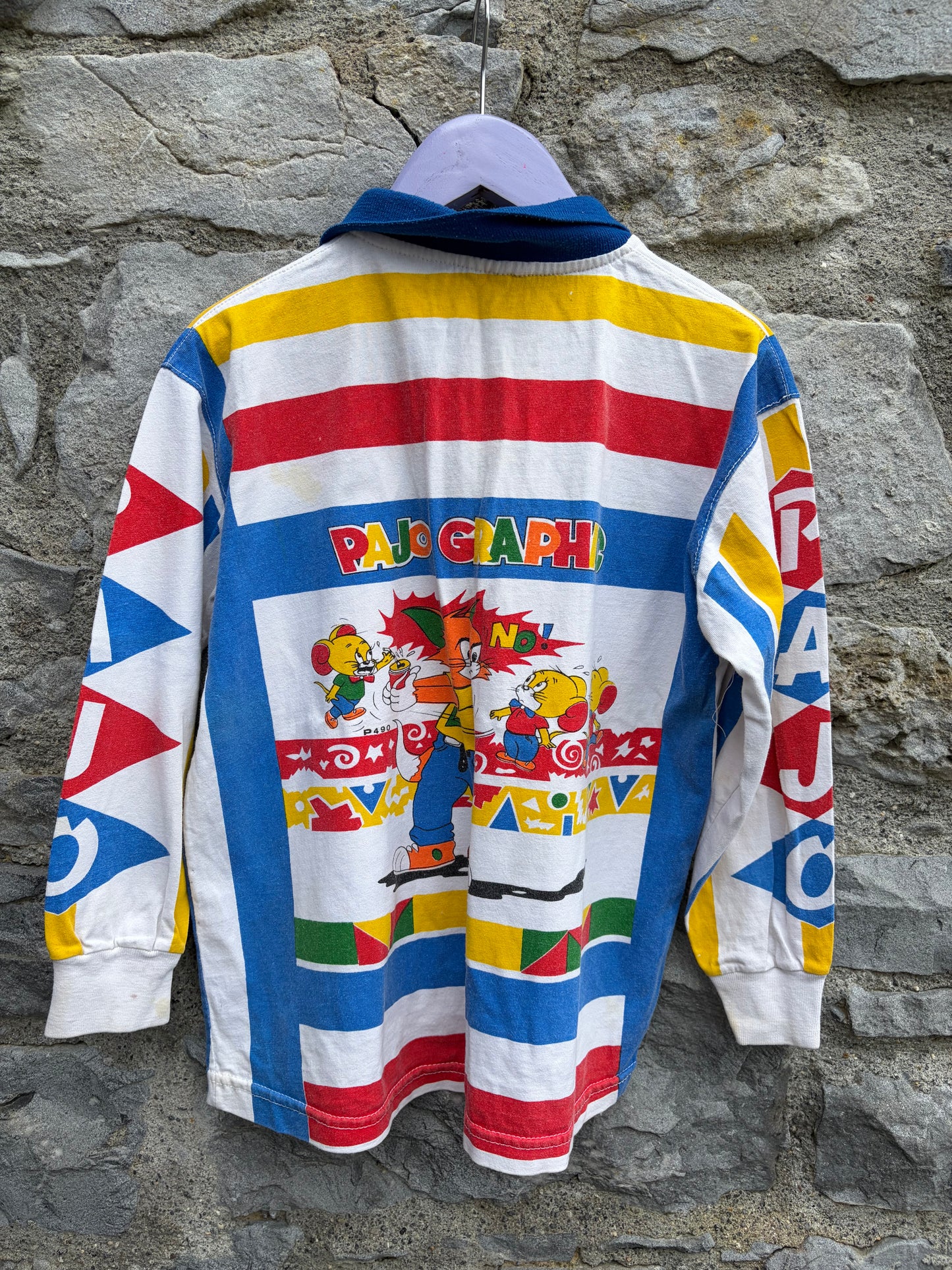 80s Tom&Jerry stripy top 6-7y (116-122cm)