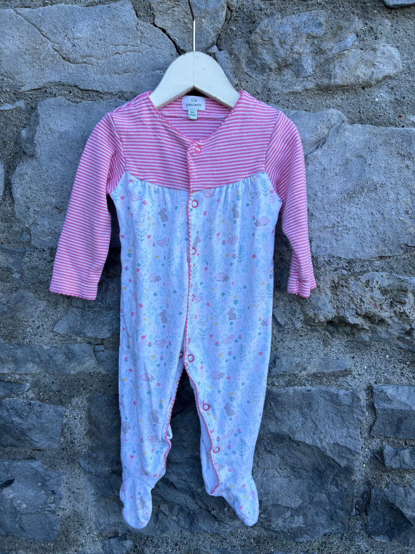 Cute Animals&pink stripes onesie 3-6m (62-68cm)