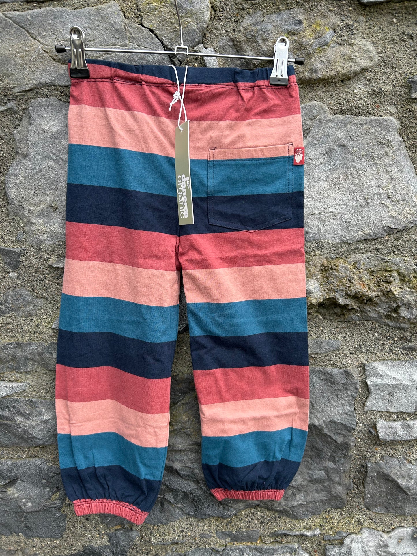Pink&petrol stripy baggy pants 4-5y (104-110cm)