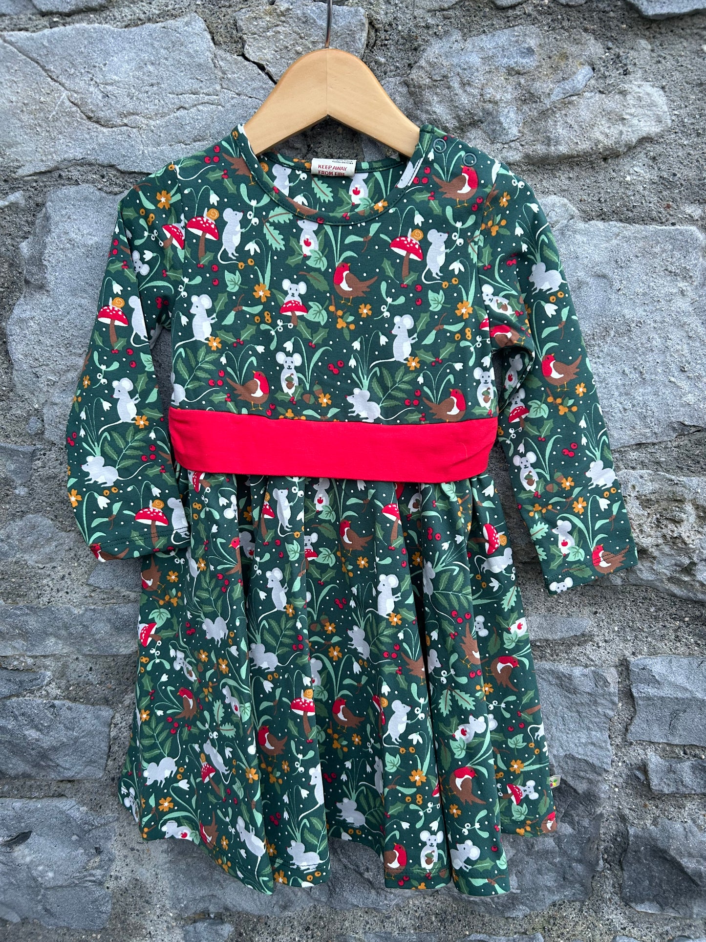 Festive woodlands green dress 18-24m (86-92cm)