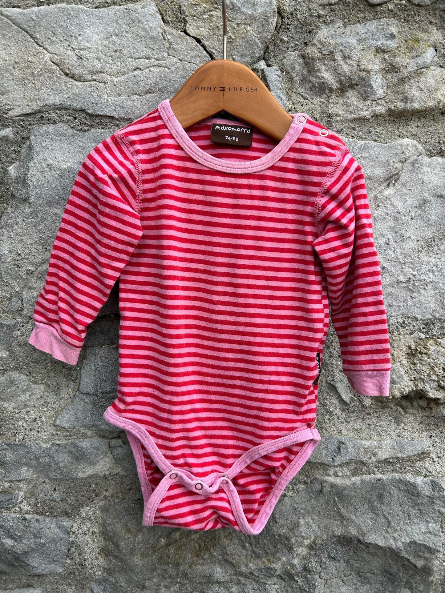 Cerise&pink stripy vest 9-12m (74-80cm)