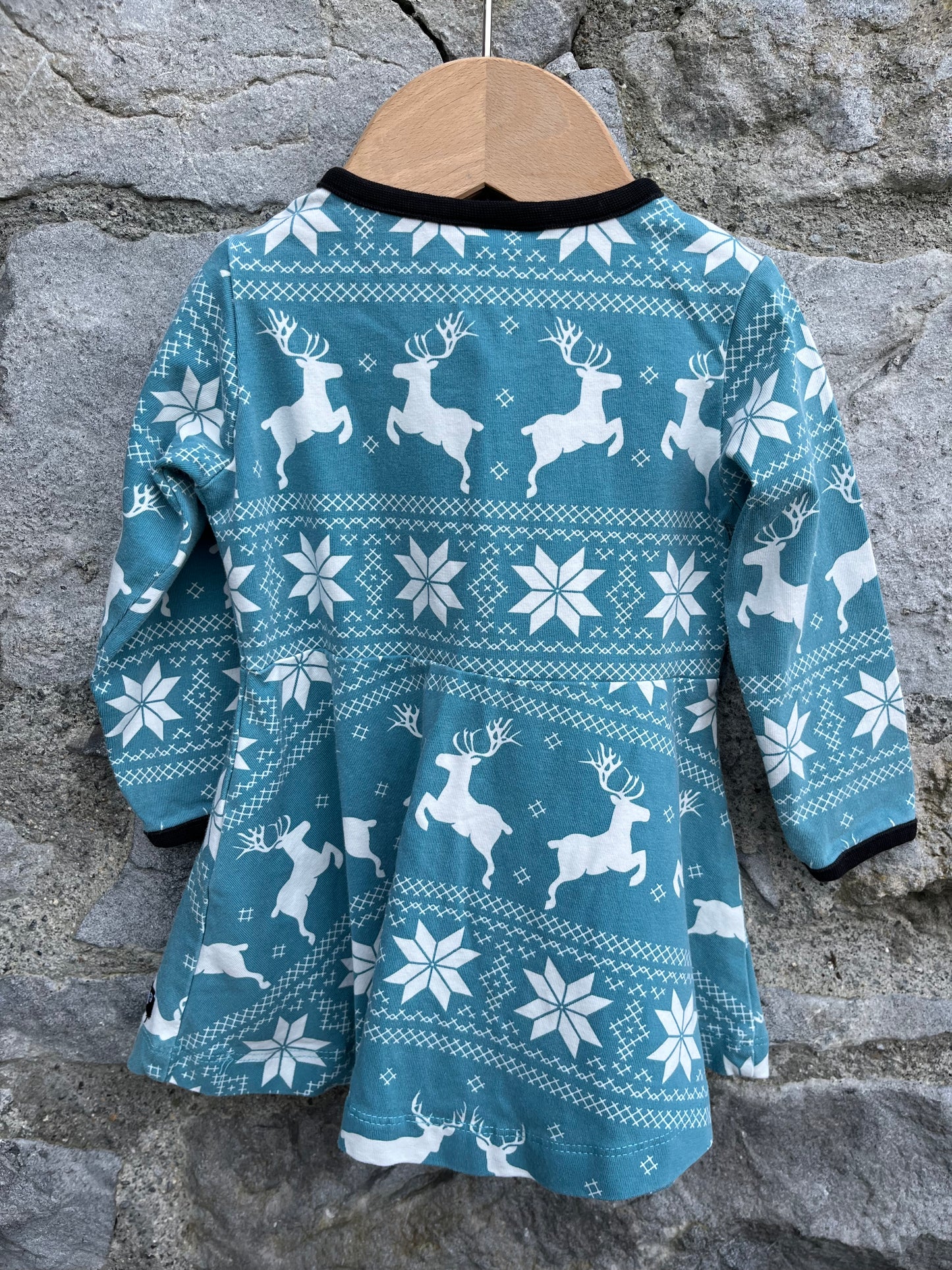 Christmas print blue skater dress 6m (68cm)