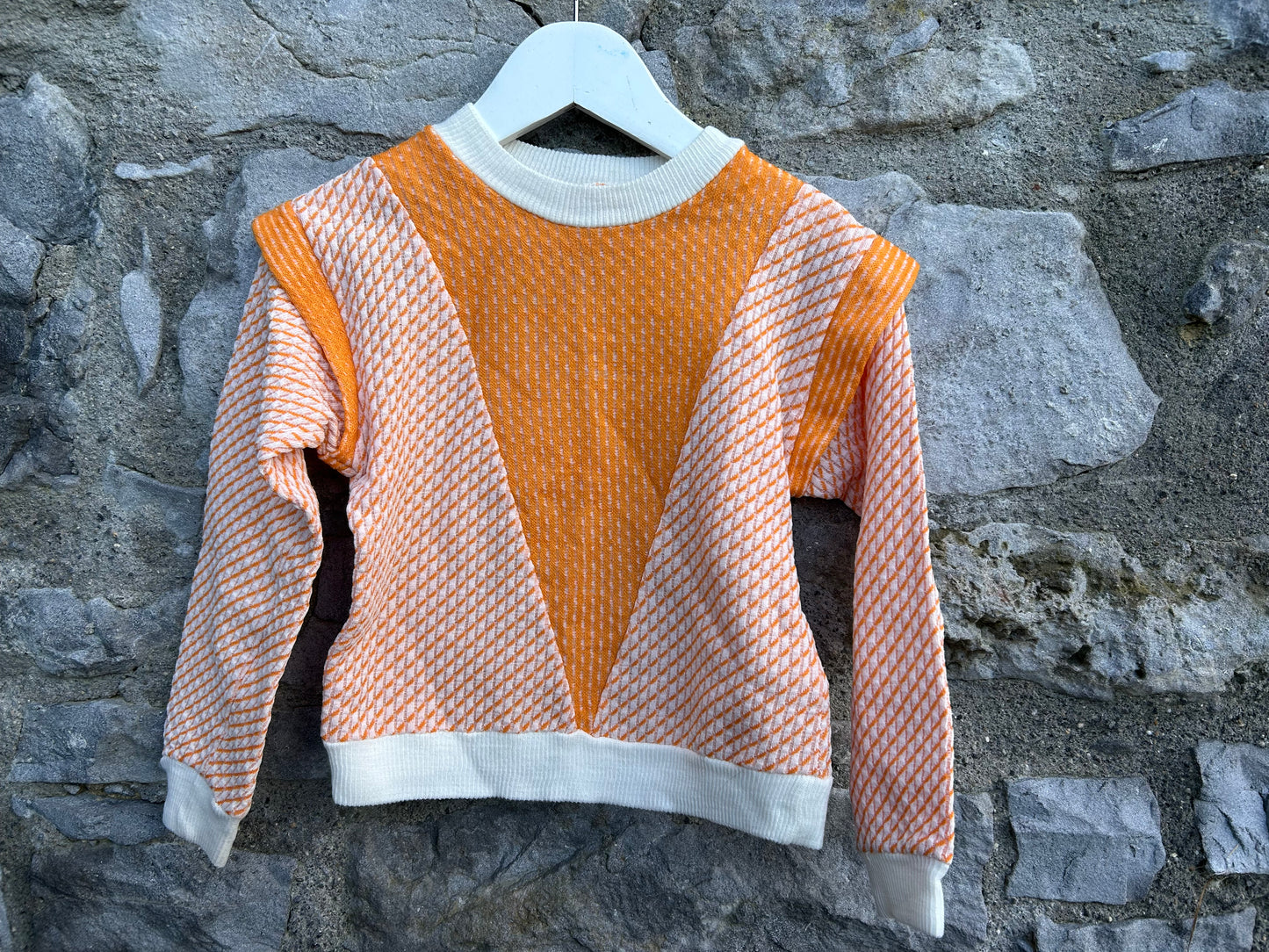70s orange&white jumper 4y (104cm)