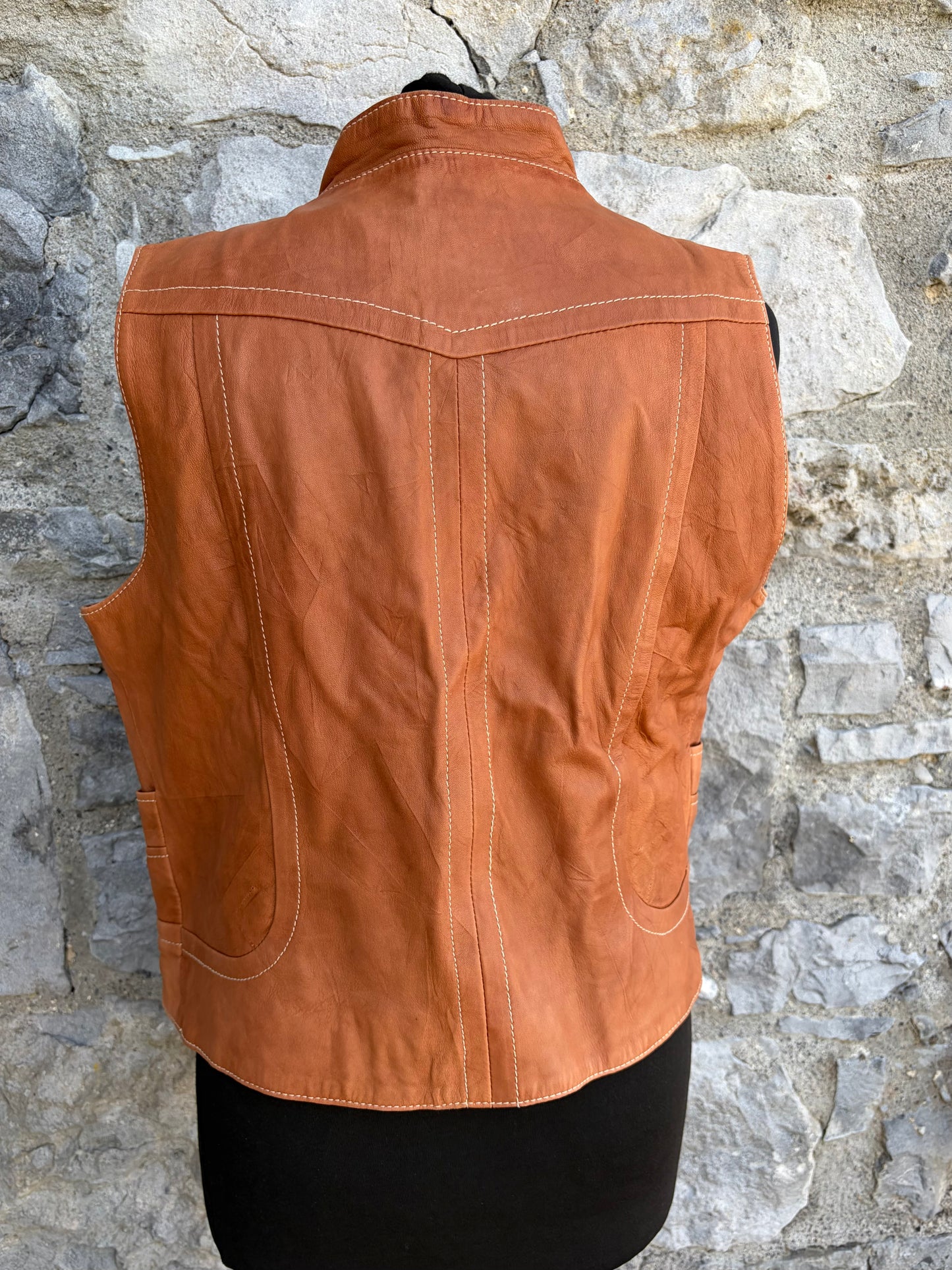 80s brown leather waistcoat Small