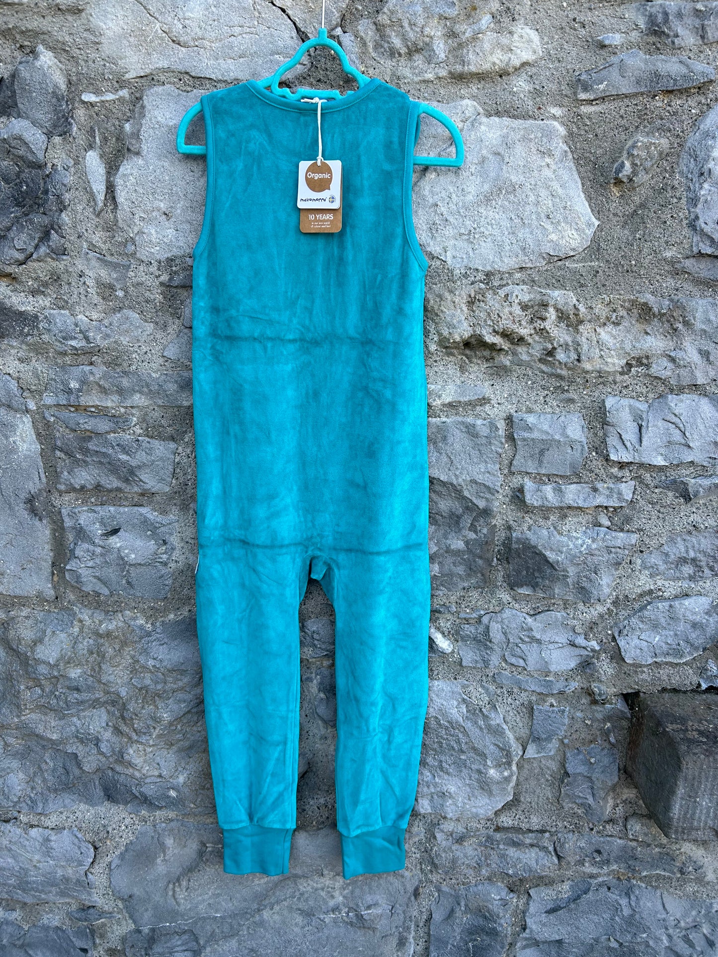 Turquoise velour playsuit 5-6y (110-116cm)